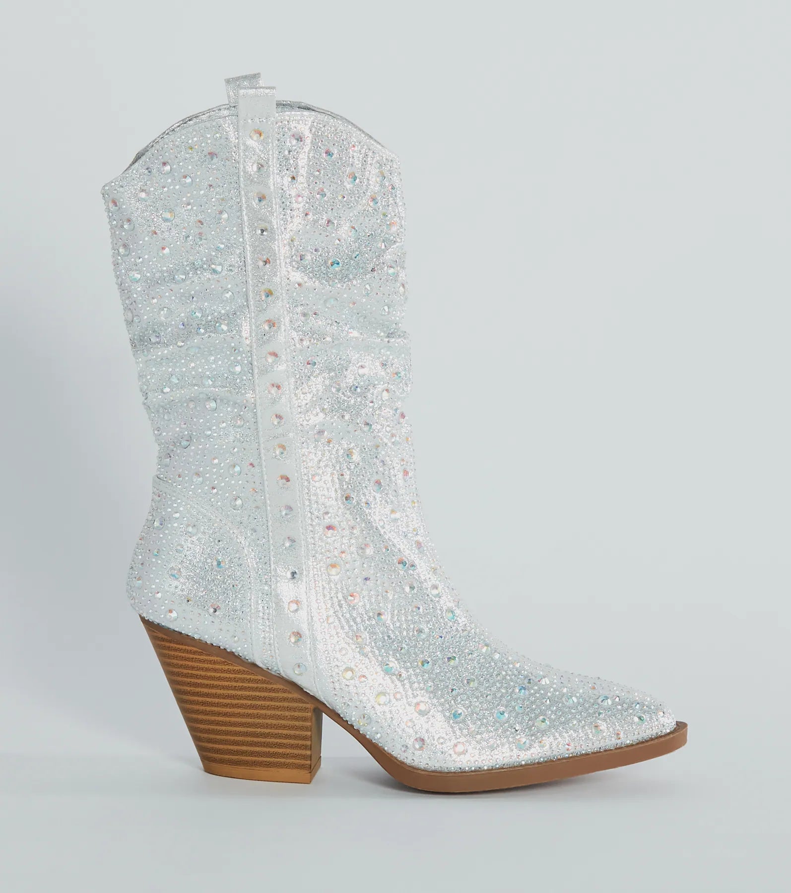 Major Bling Rhinestone Faux Leather Cowboy Boots