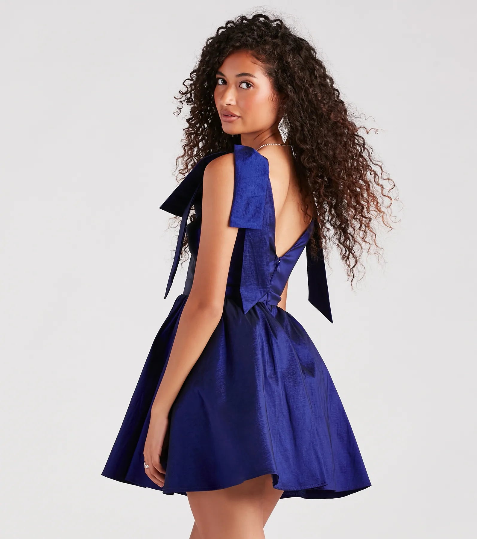 Mayva Taffeta Bow A-Line Short Dress