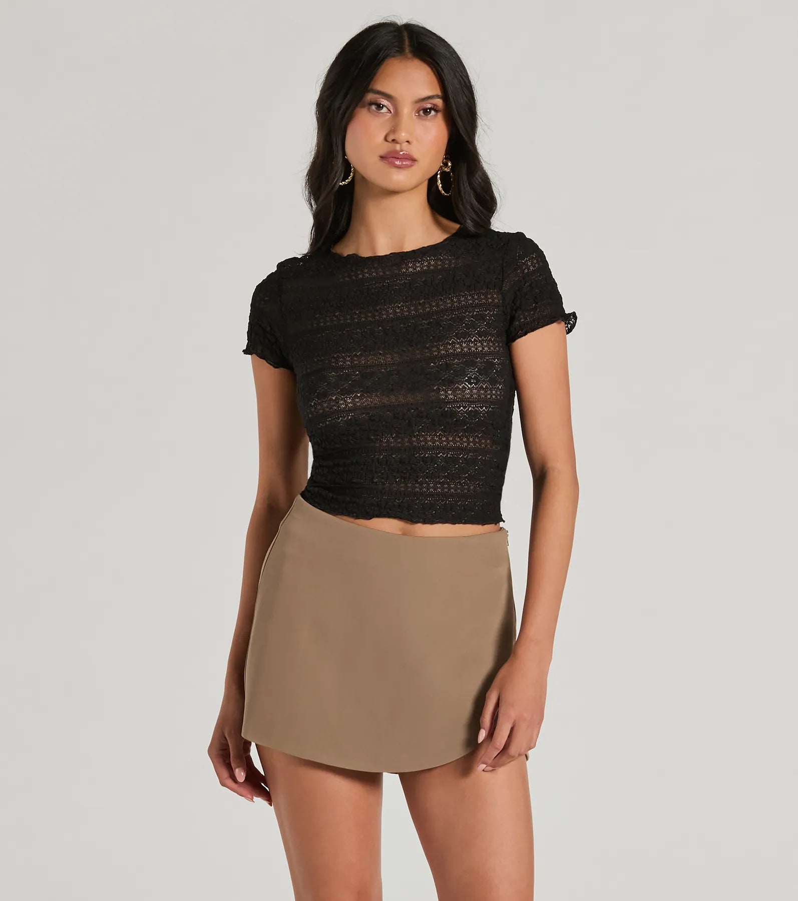 Perfect Delight High Rise Scallop Wrap Mini Skort