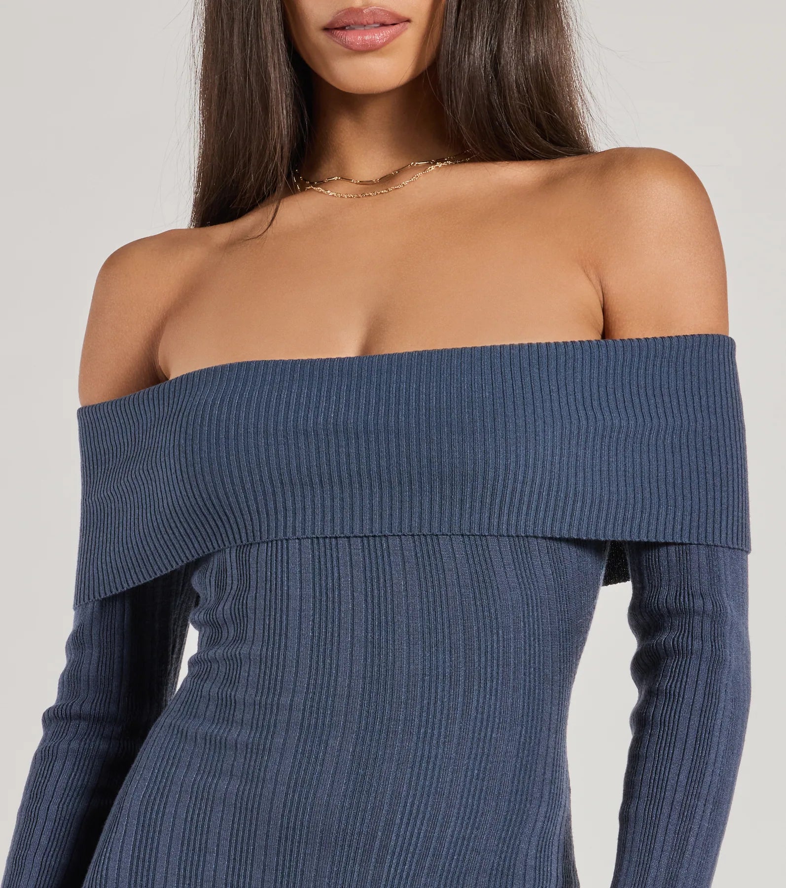 Chic Choice Knit Off-The-Shoulder Maxi Dress