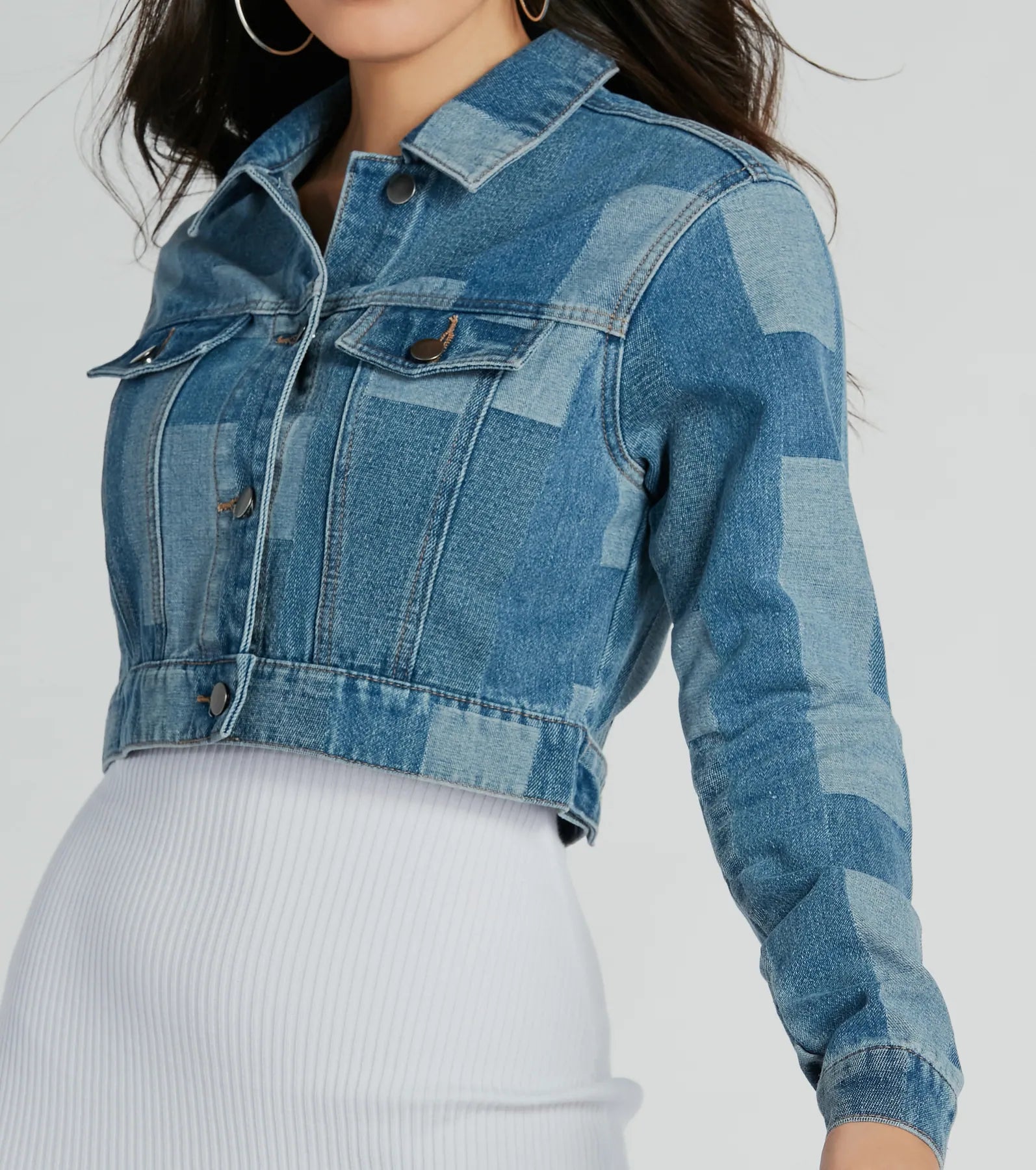 Art Of Patchwork Crop Denim Jacket