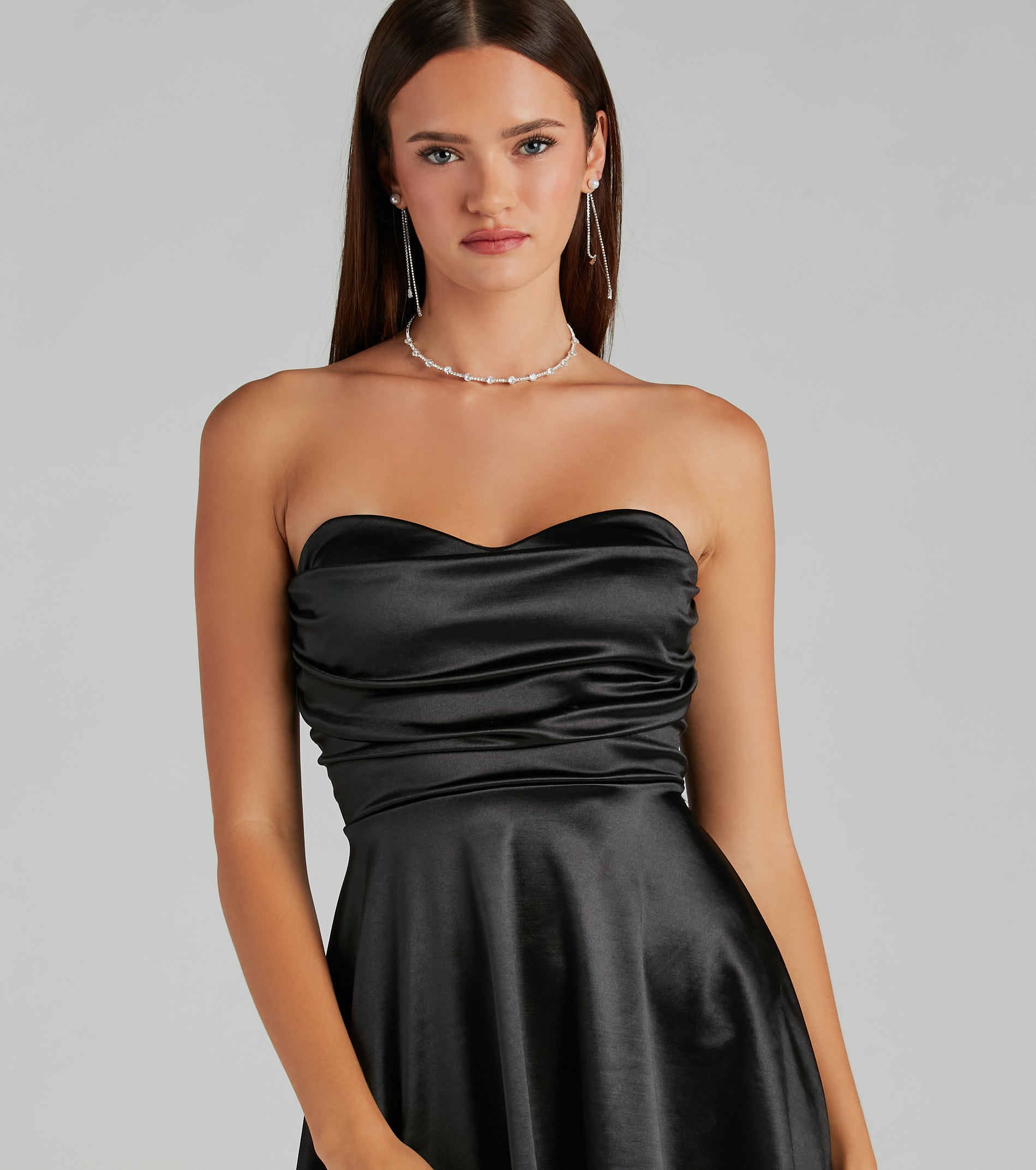 Be Your Sweetheart Satin Lace-Up Skater Dress