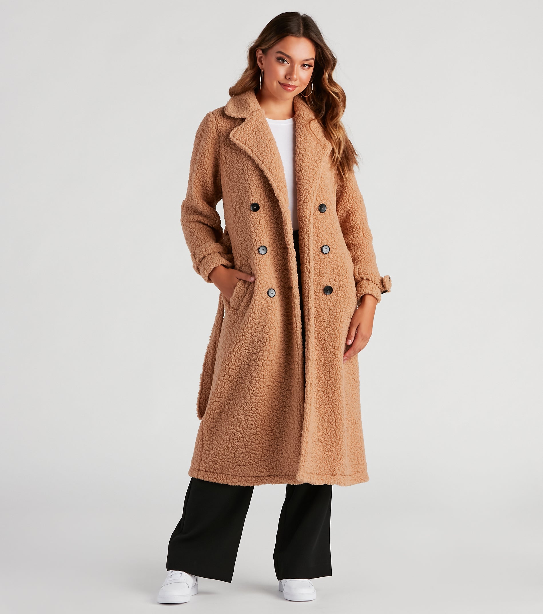 Locking Knit Down Sherpa Long Trench Coat