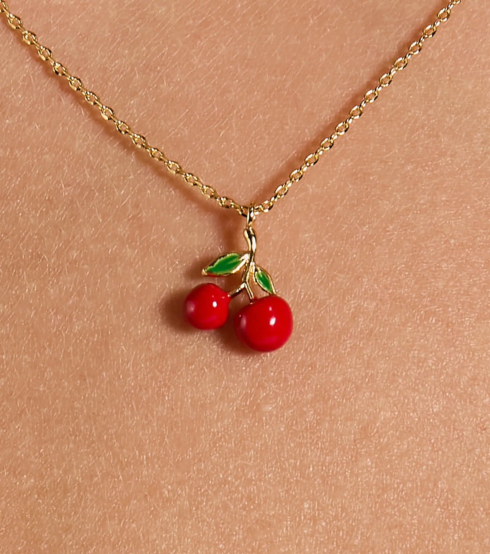 Sweet Cherry Charm Necklace