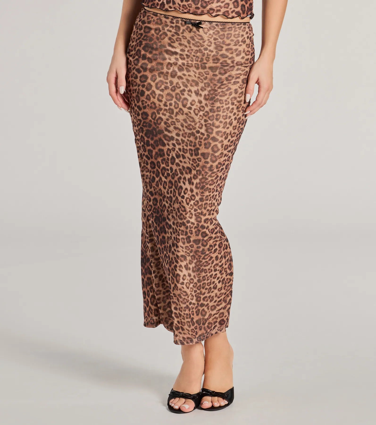 Forever Fierce Leopard Print and Bow Maxi Skirt