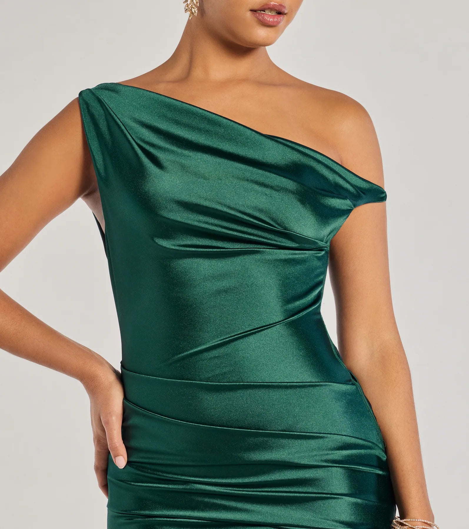 Marleigh Satin Off-Shoulder Mini Dress