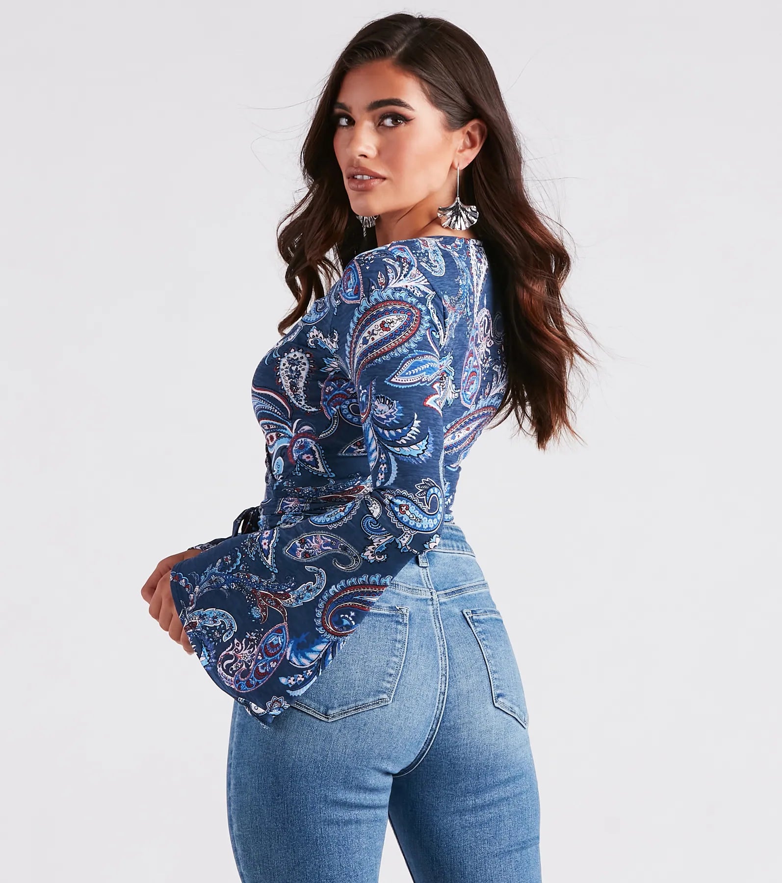 Sunset Audience Paisley Wrap Crop Top