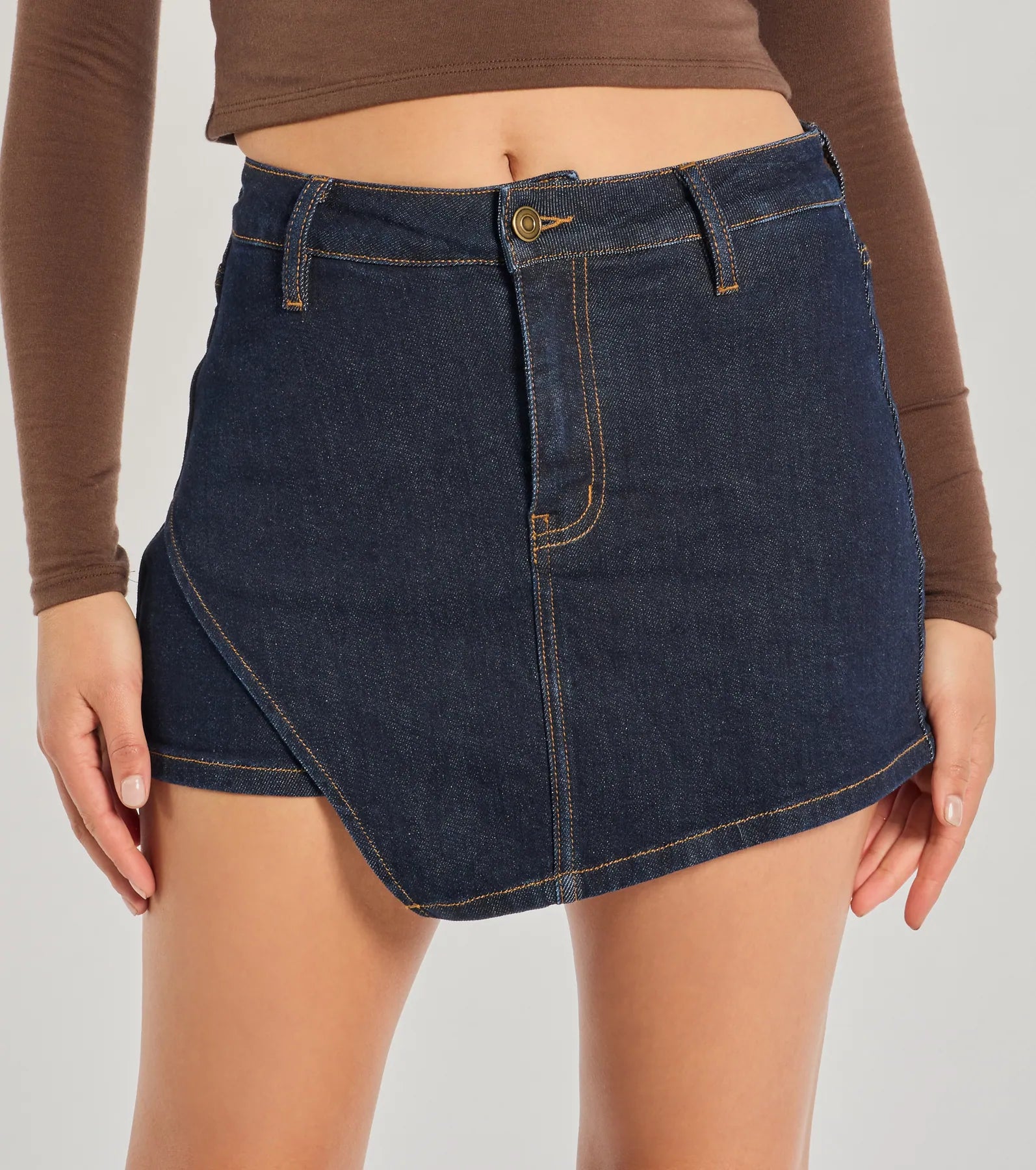 Trendy Casual High-Rise Denim Skort