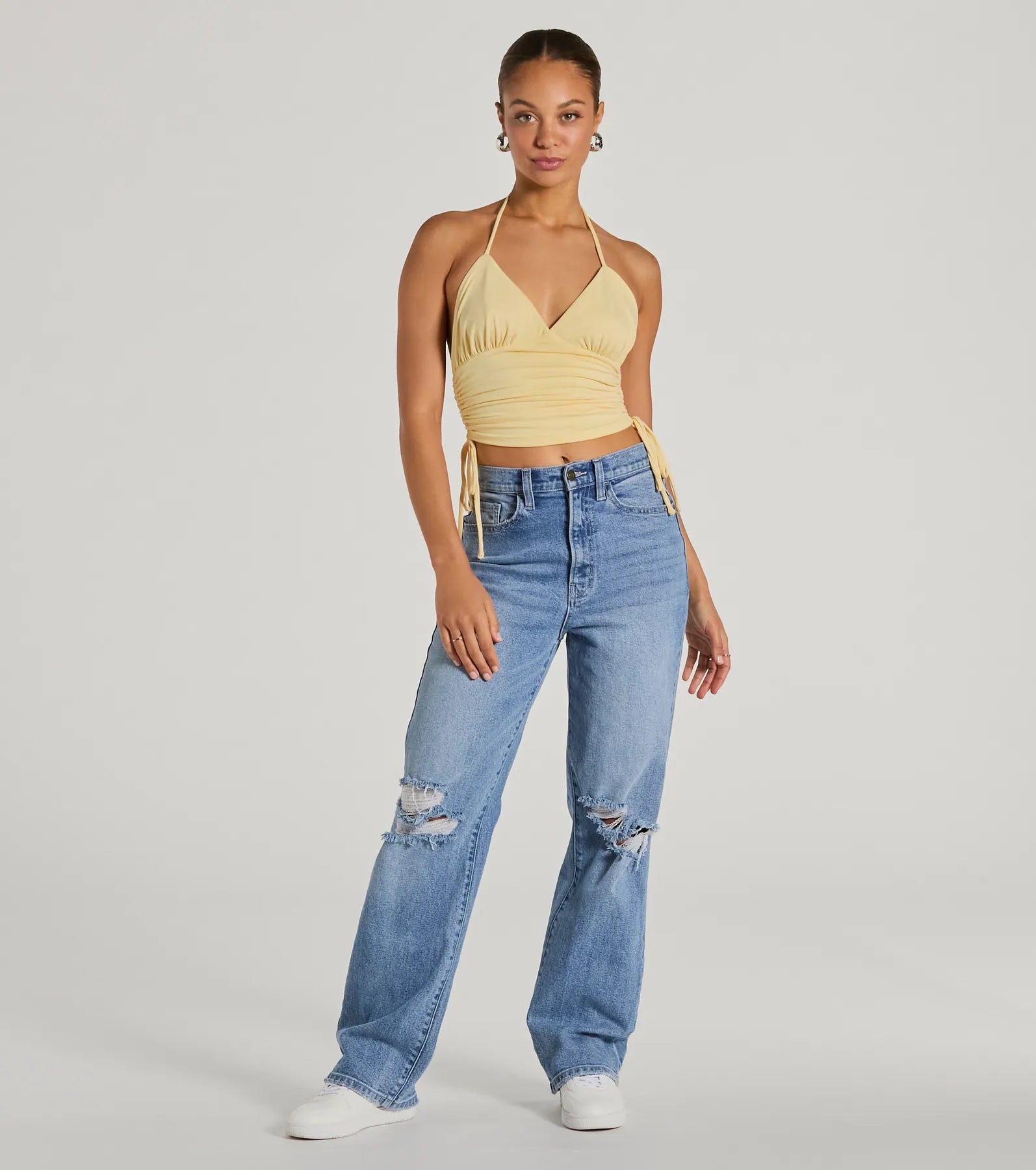 Have It All V-Neck Halter Crop Top