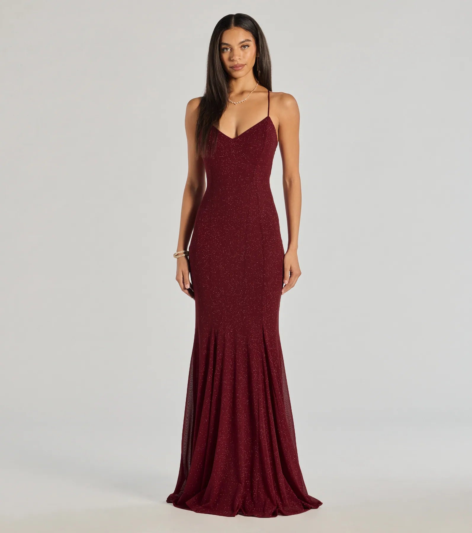 Sam Strappy Open Back Mermaid Glitter Formal Dress