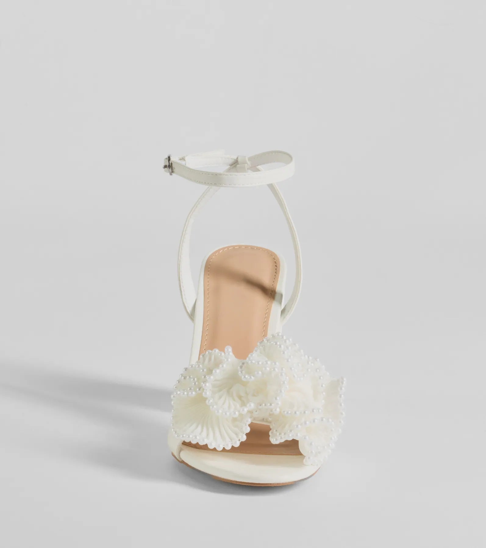 Darling Touch Beaded Ruffle Block Heels