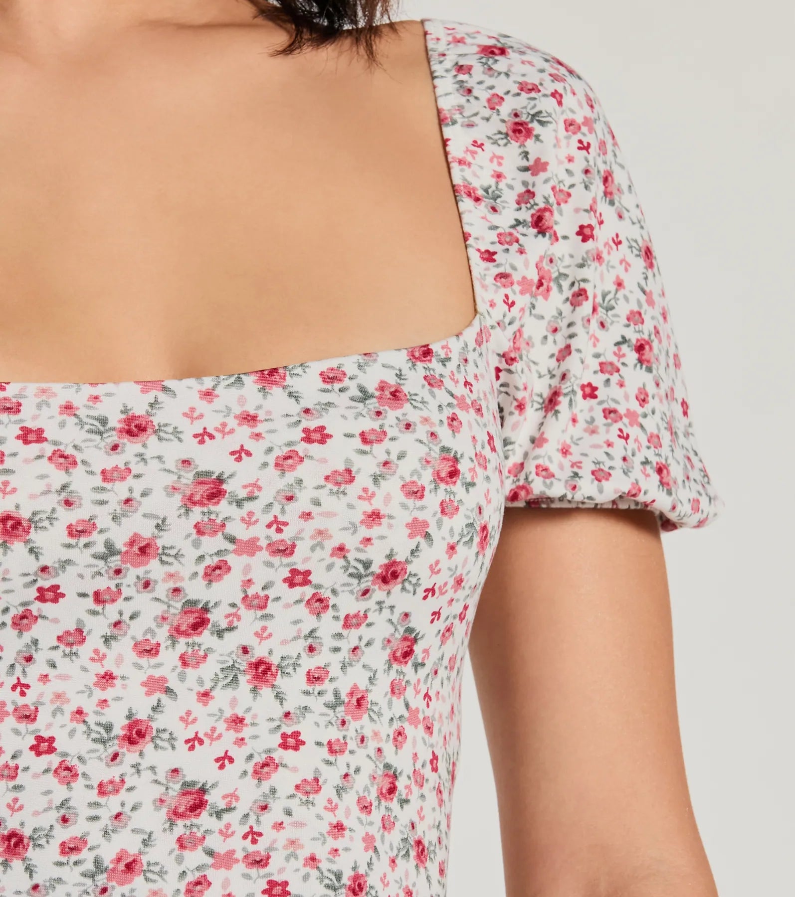 Two Cute Lace-Up Floral Crop Top