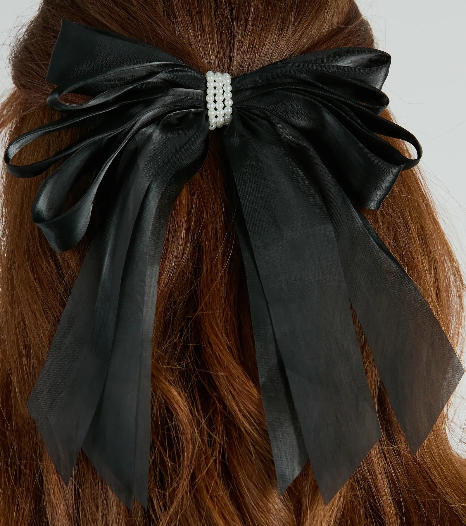 Sweet Look Faux Pearl Hair Bow Barrette