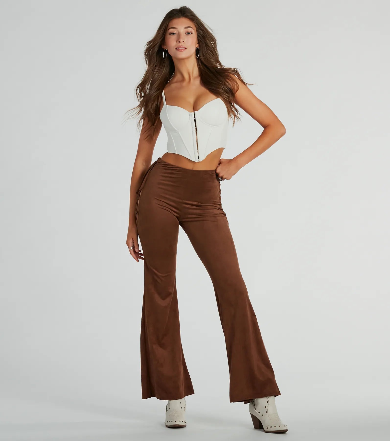 All Laced-Up Flare Faux Suede Pants