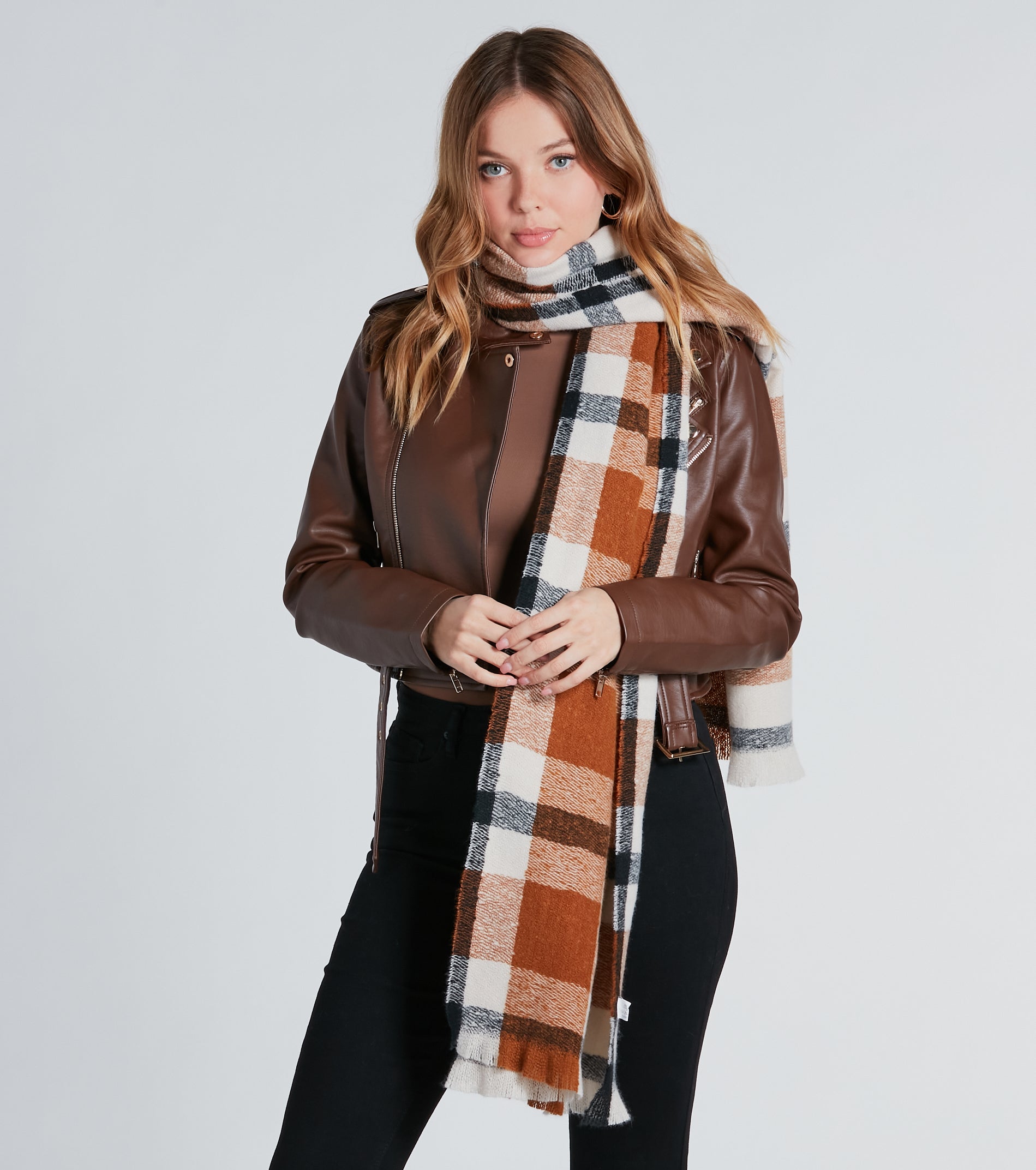 Softest Style Plaid Frayed Scarf