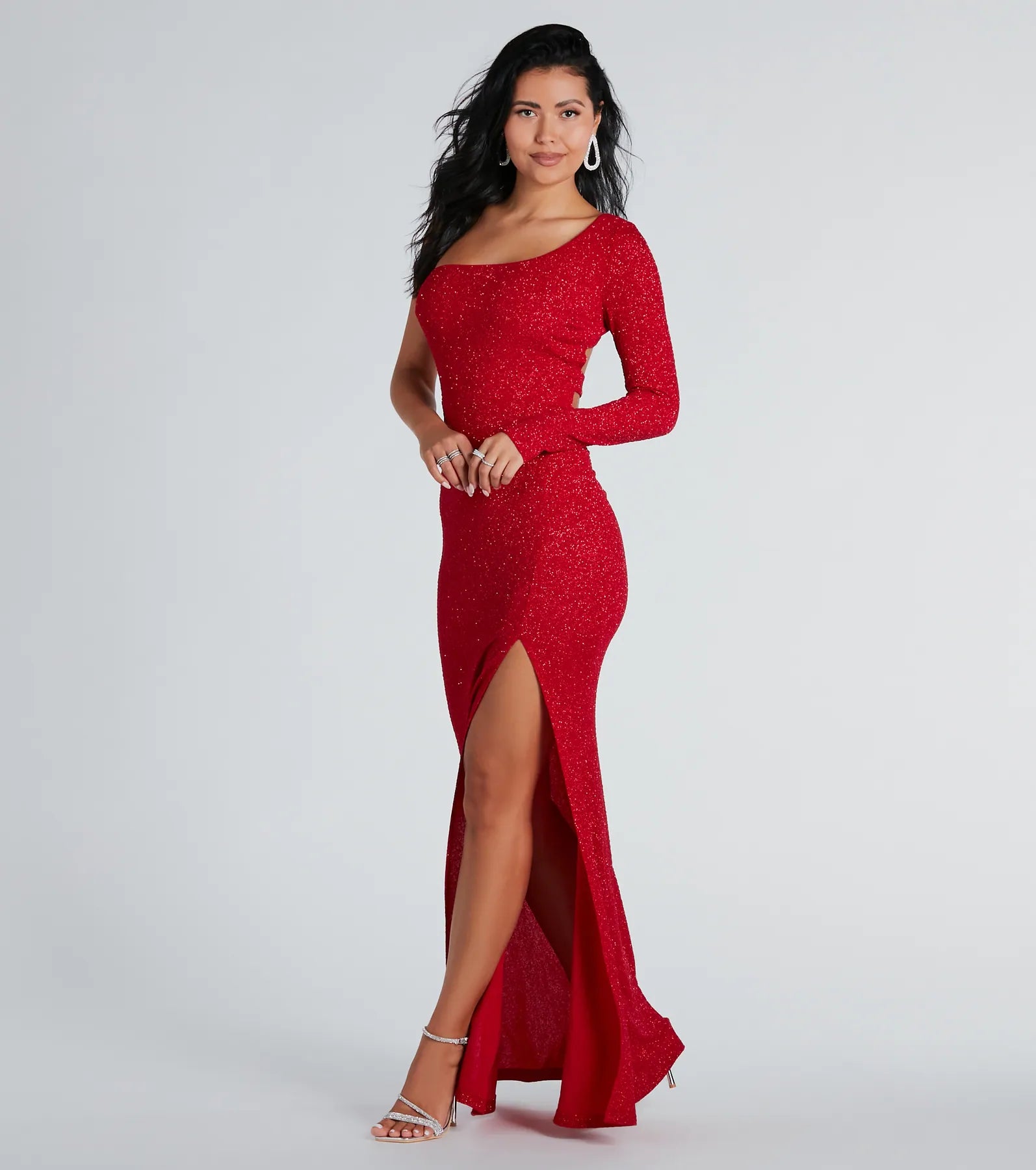 Hattie Formal Glitter Strappy Back Long Dress