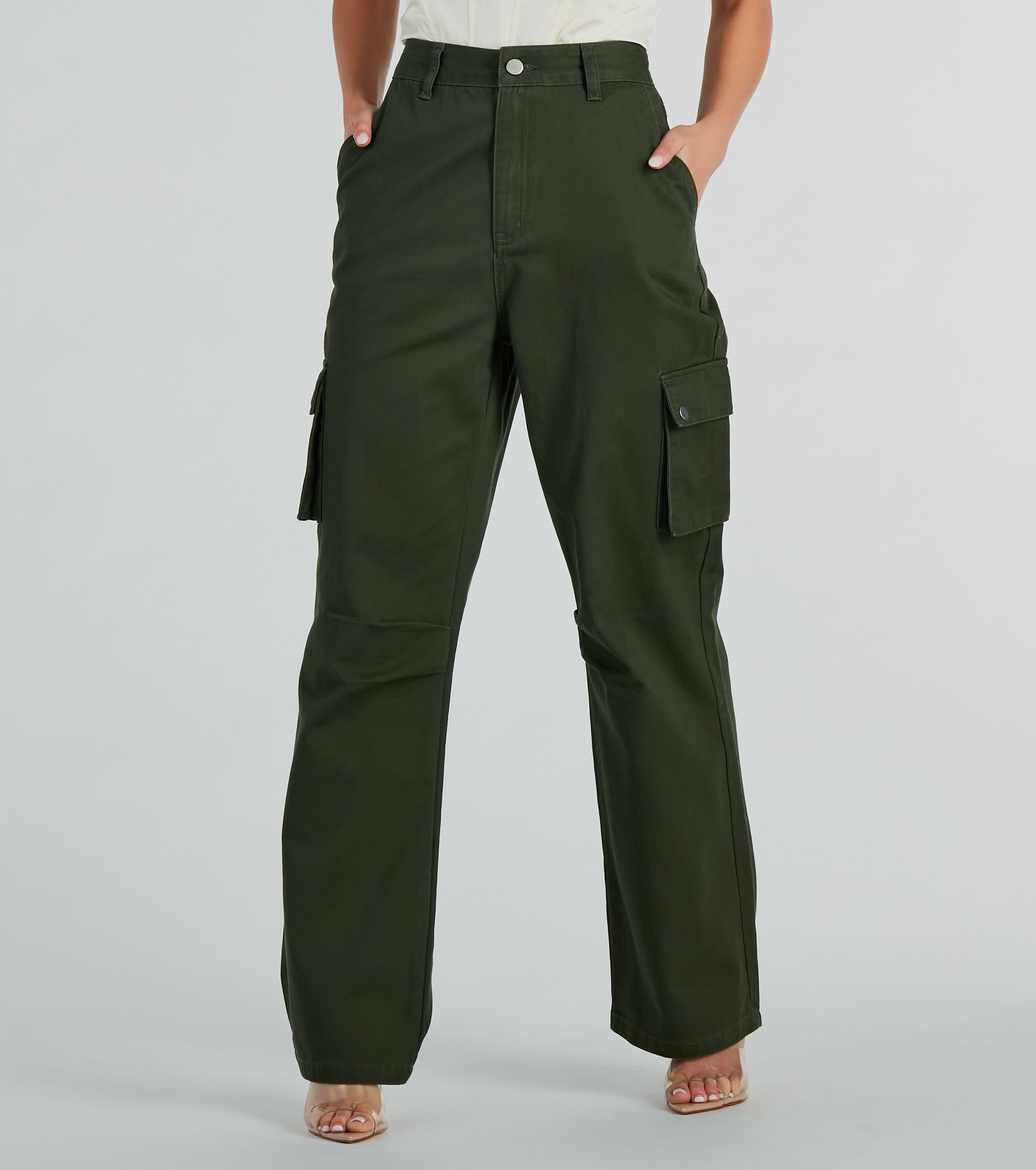 Weekend Mode High Waist Straight-Leg Cargo Pants