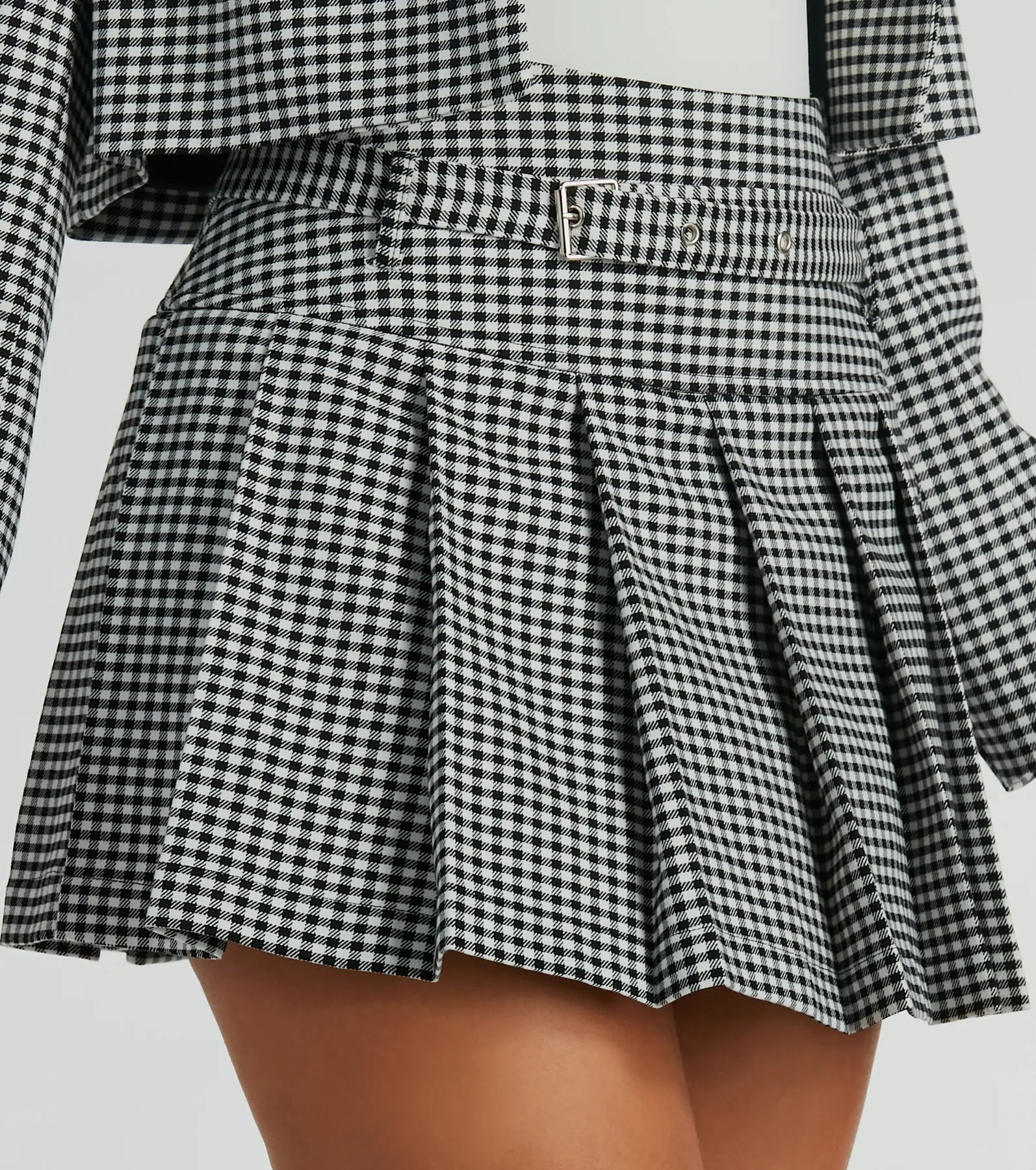 Preppy Perfection Gingham Twill Skater Skort