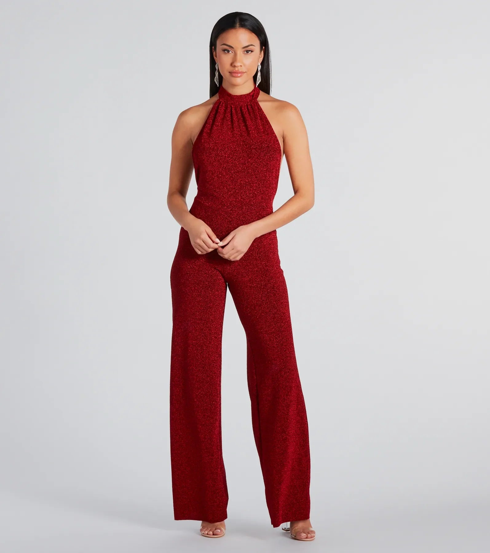 Spark Of Glamour Halter Backless Jumpsuit