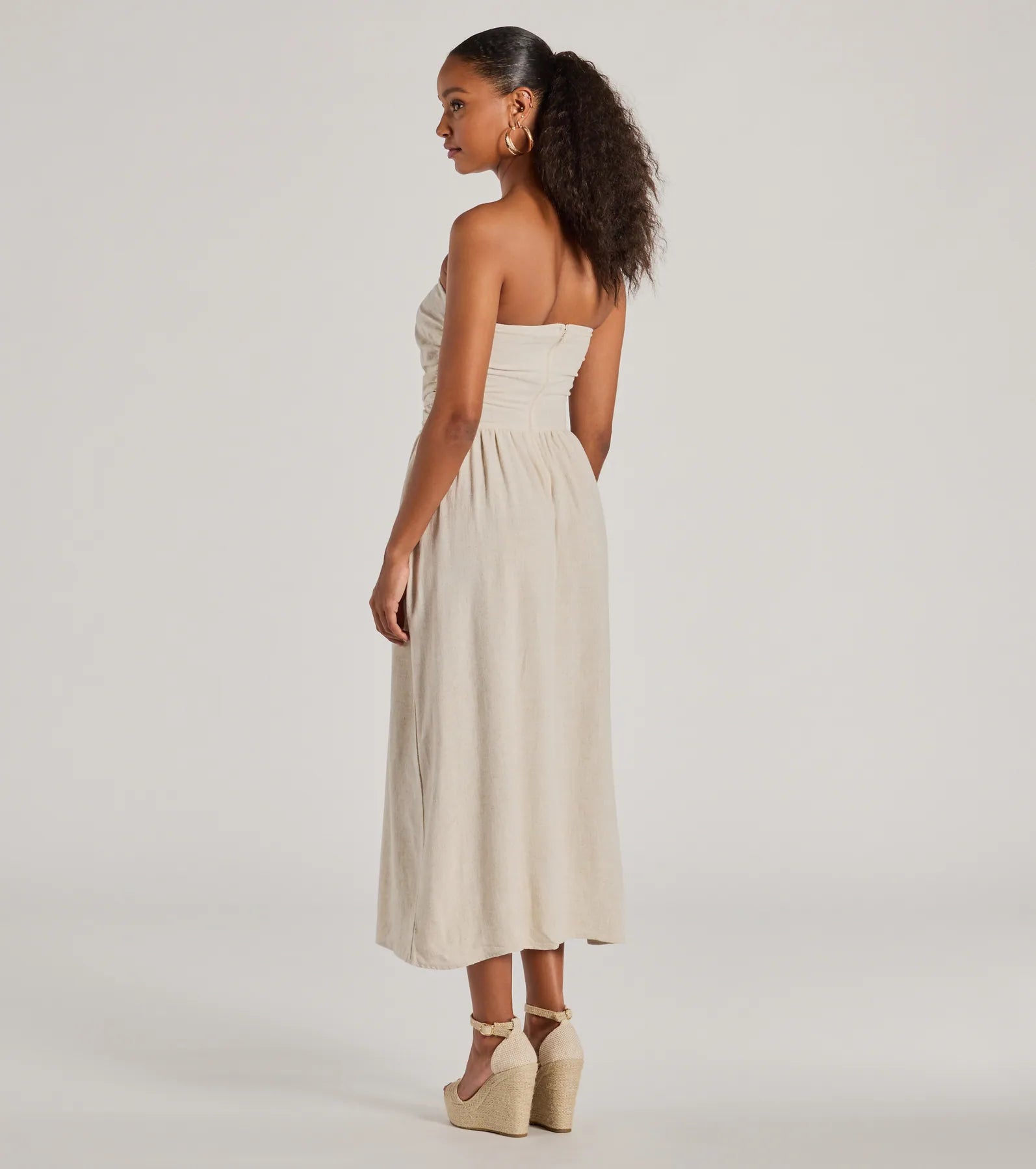 Effortlessly Elevated Strapless Linen-Blend Dress