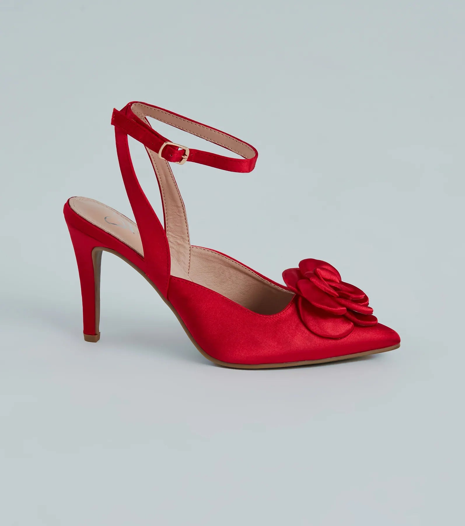 Sleek Charm Satin Rosette Stiletto Pumps