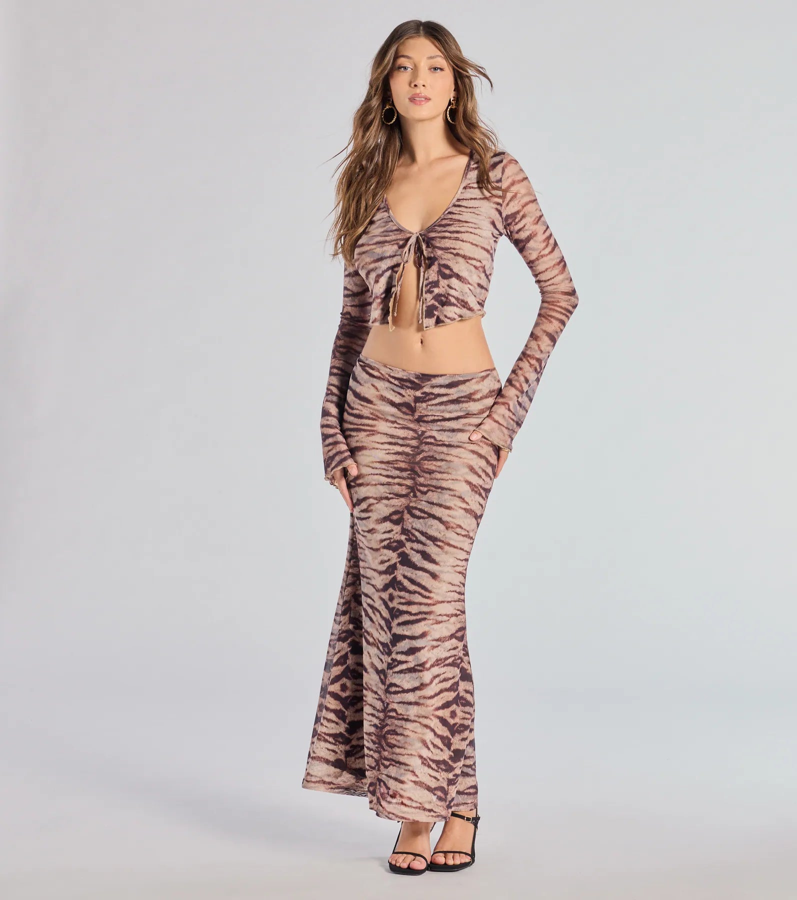 Strut It Out Abstract Zebra Tie-Front Top