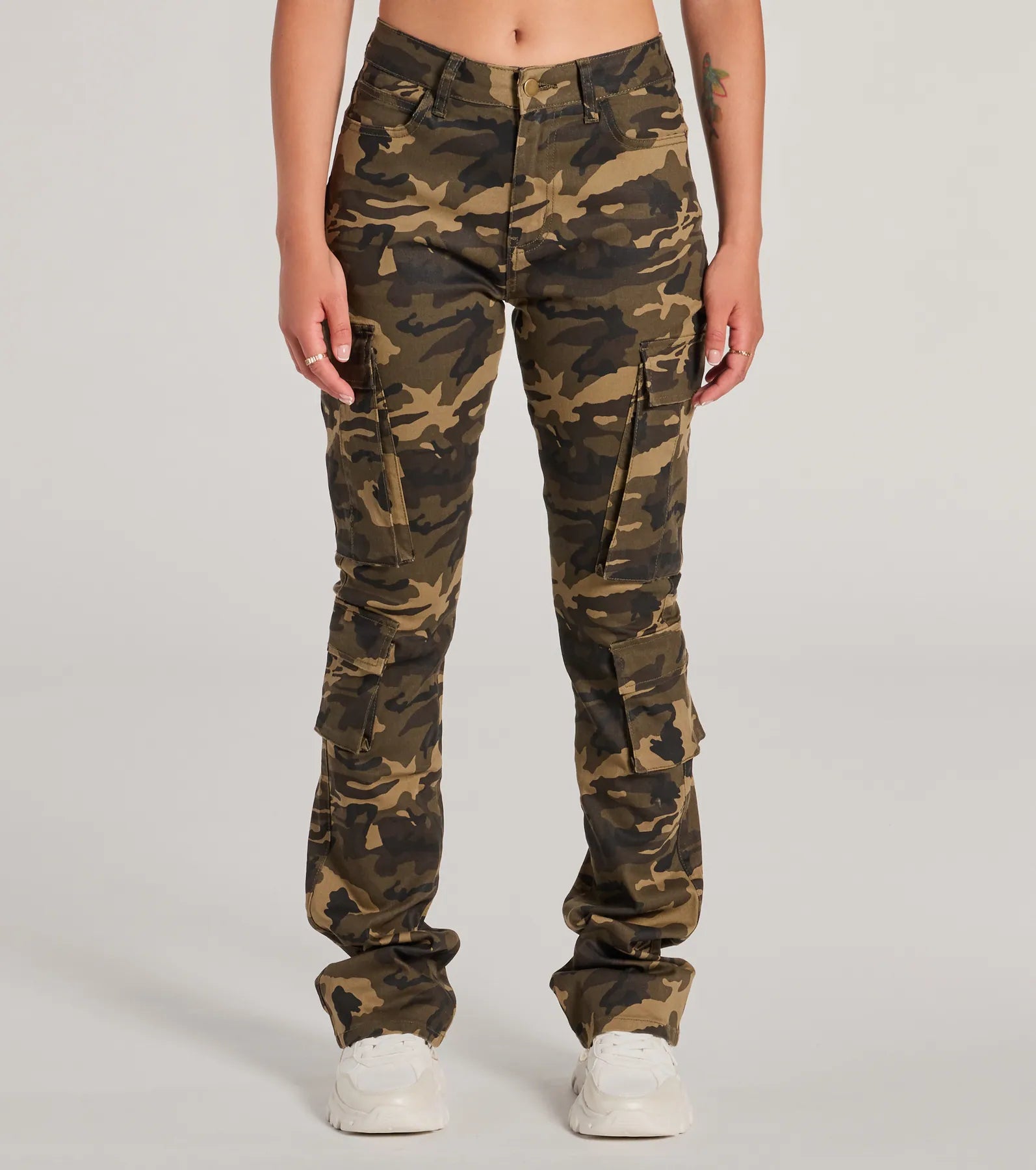 Casual Vibe Camo Cargo Bootcut Pants