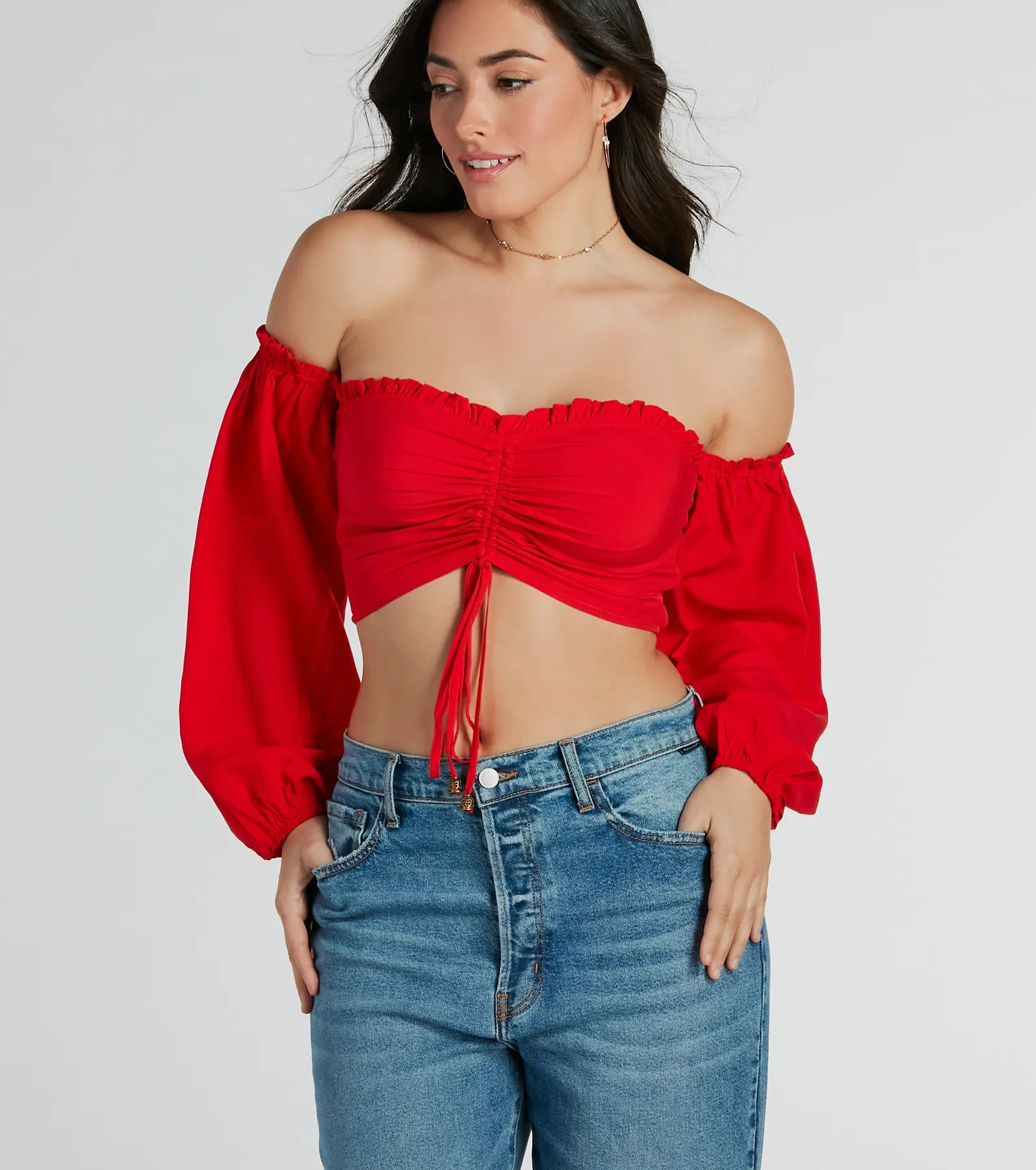 Alluring Daydream Off-The-Shoulder Crop Top