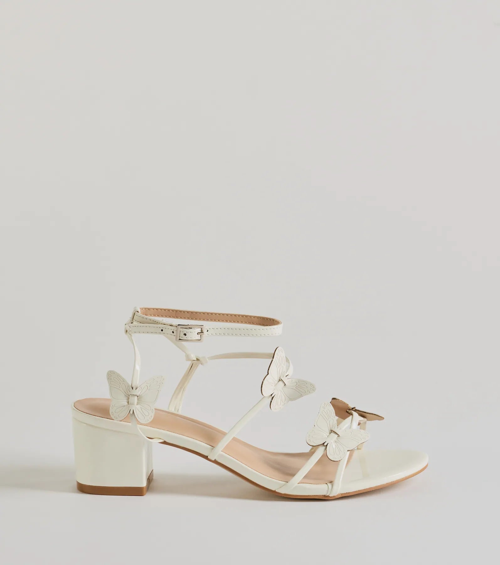 Feeling Fly Butterfly Patent Block Heels