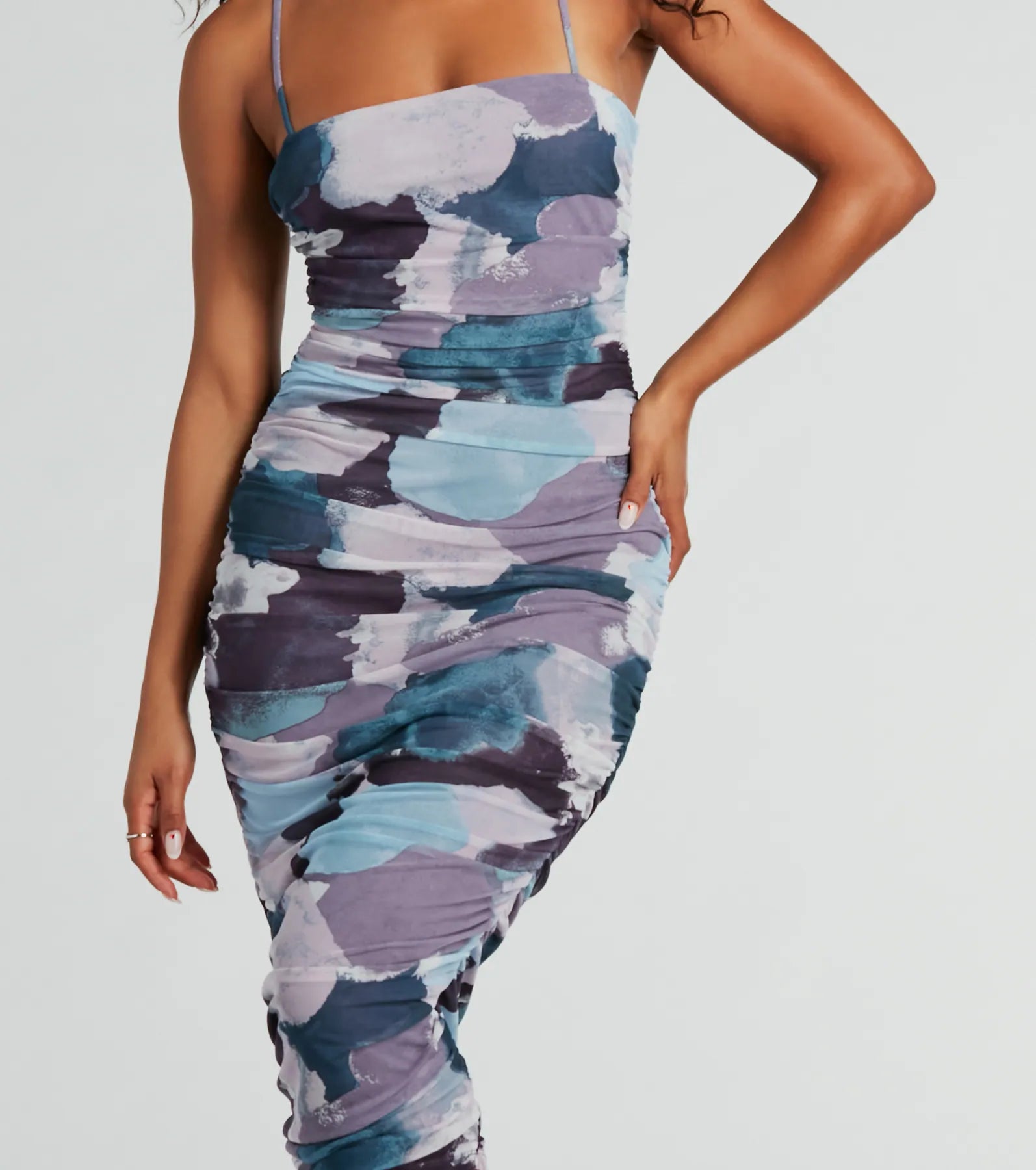 Stunning Vision Abstract Mesh Midi Dress