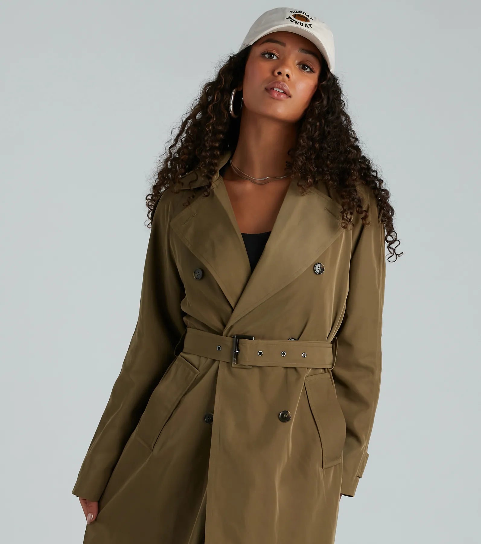 Get A Clue Double Breasted Trench Coat