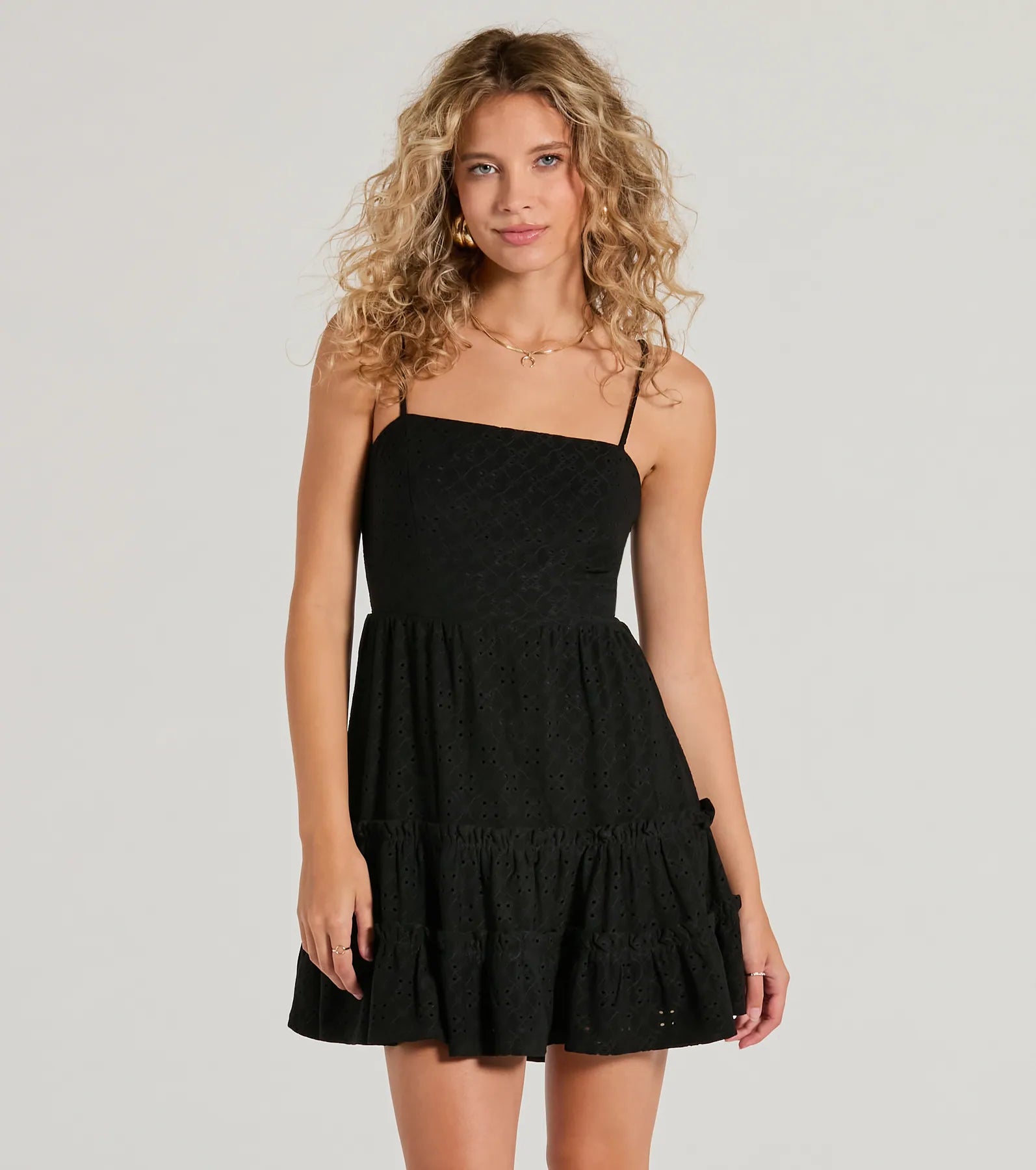 Feeling Amore Tie-Back A-Line Eyelet Mini Dress