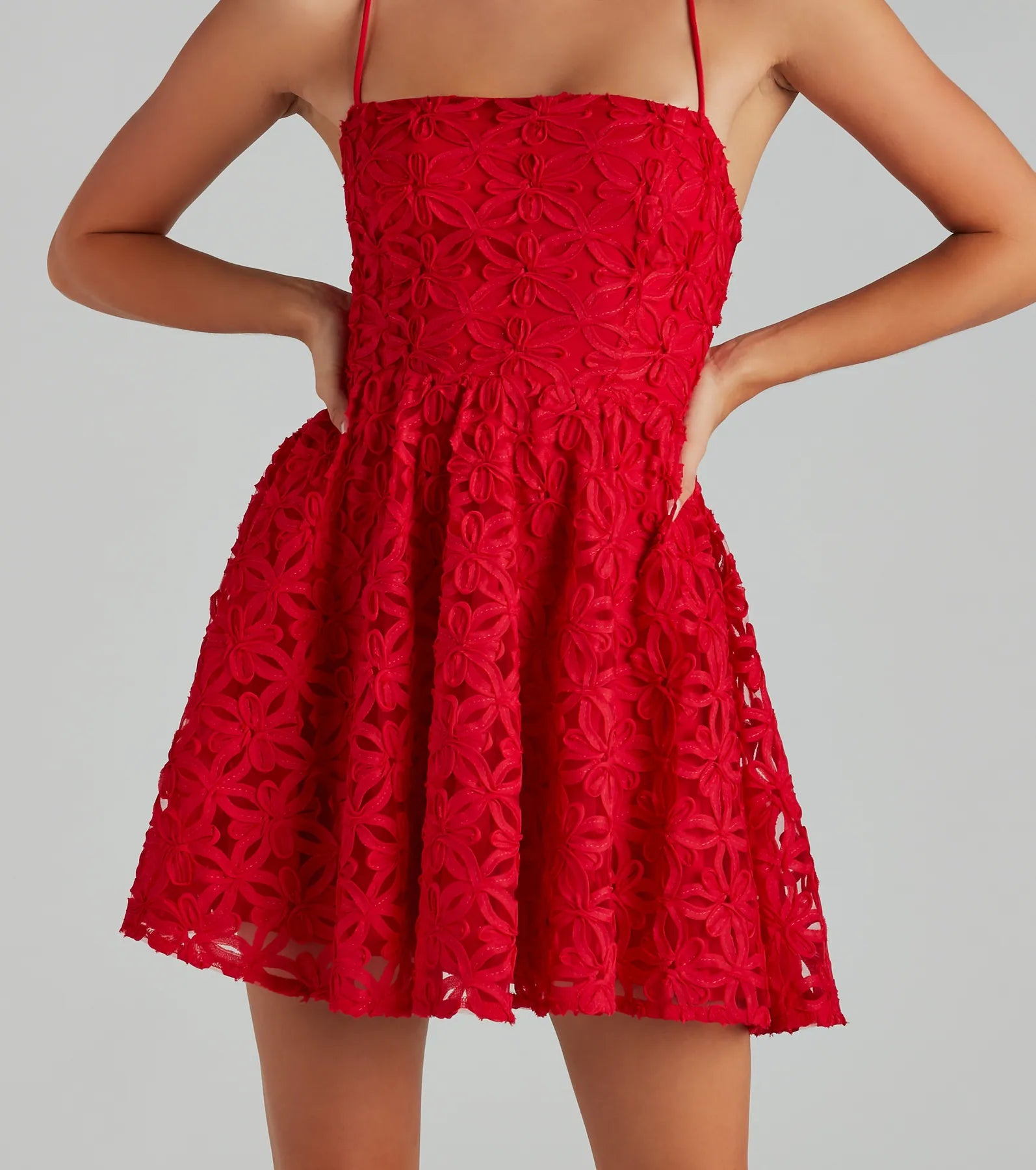 Kiana Flower Lace-Up A-Line Party Dress