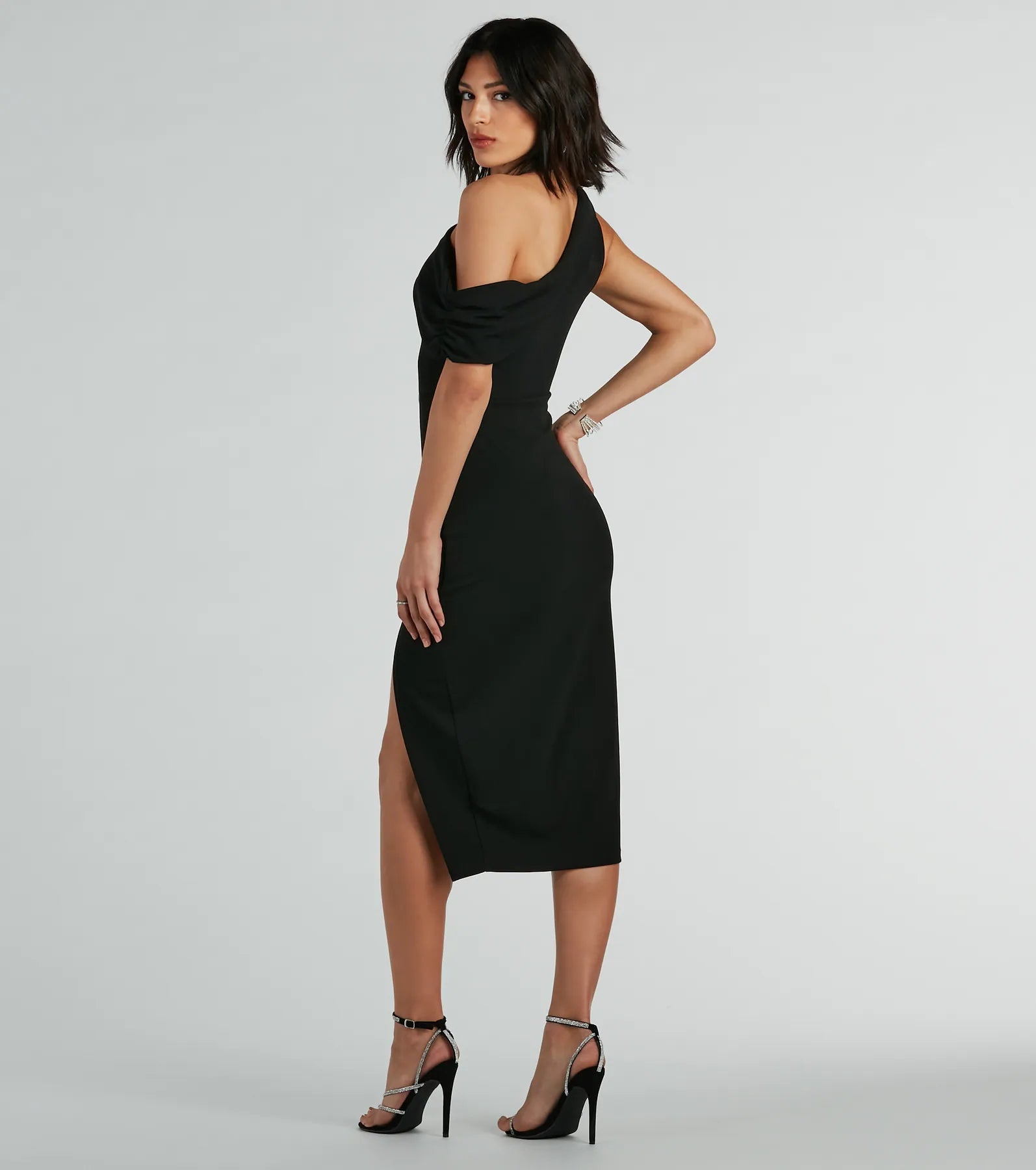 Jullian Formal Crepe Off-The-Shoulder Midi Dress