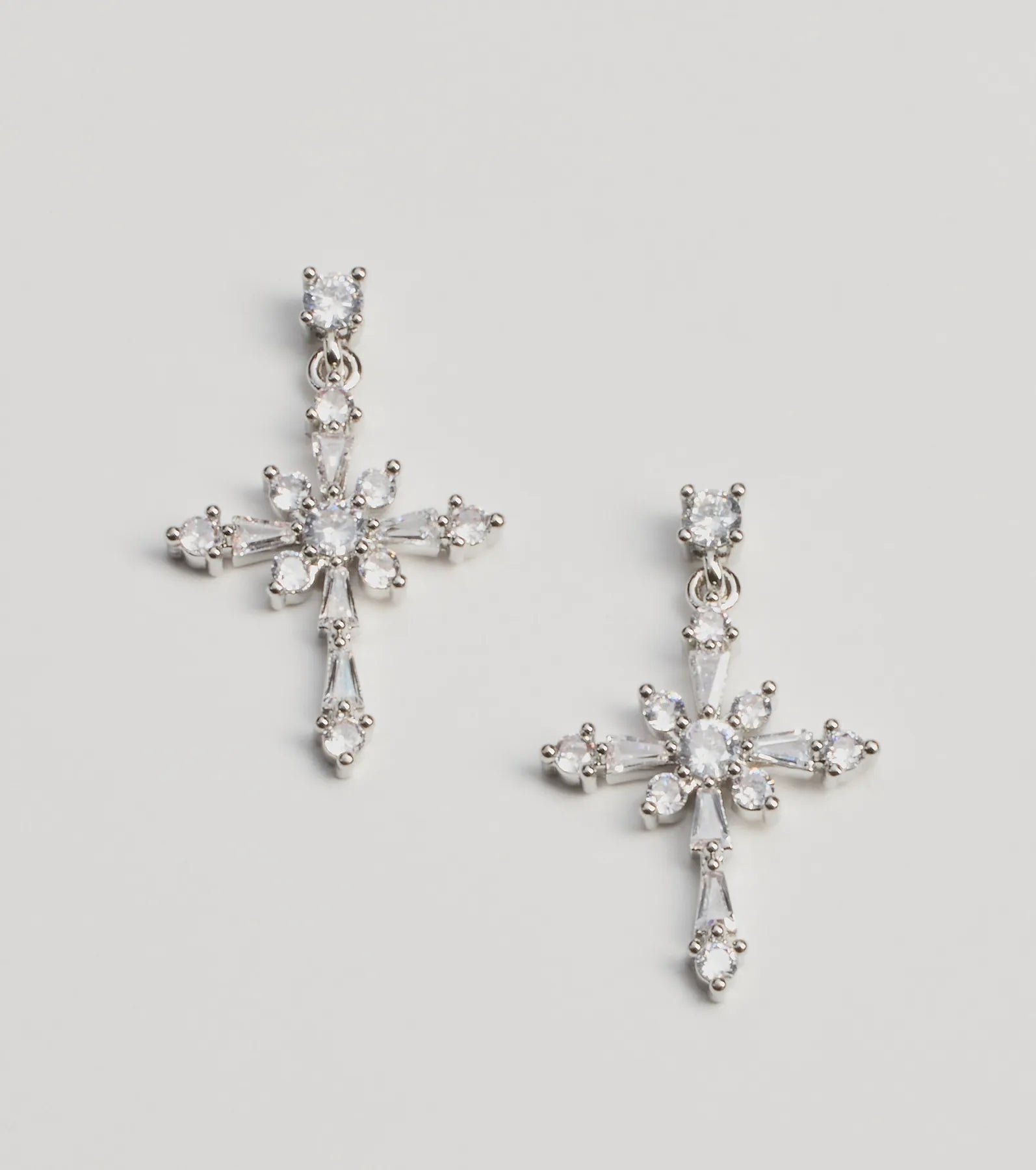 Divine Dazzle Cubic Zirconia Cross Charm Earrings