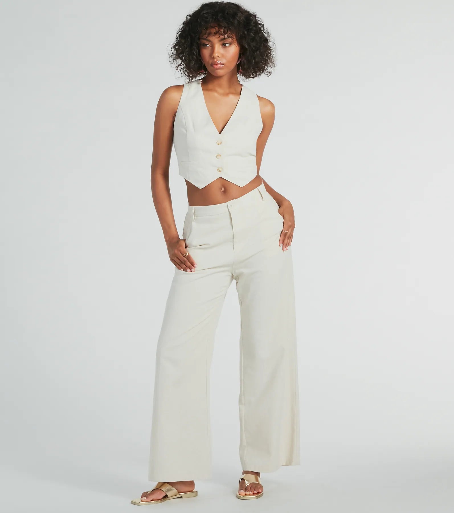 Cutest Babe Wide Leg Linen Trouser Pants