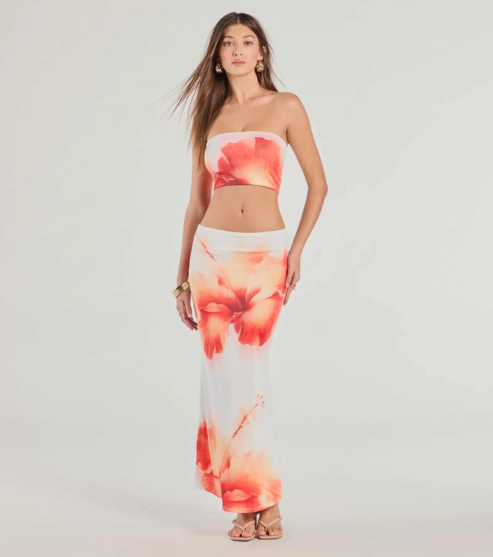 Outside The Lines Floral Print Maxi Skirt