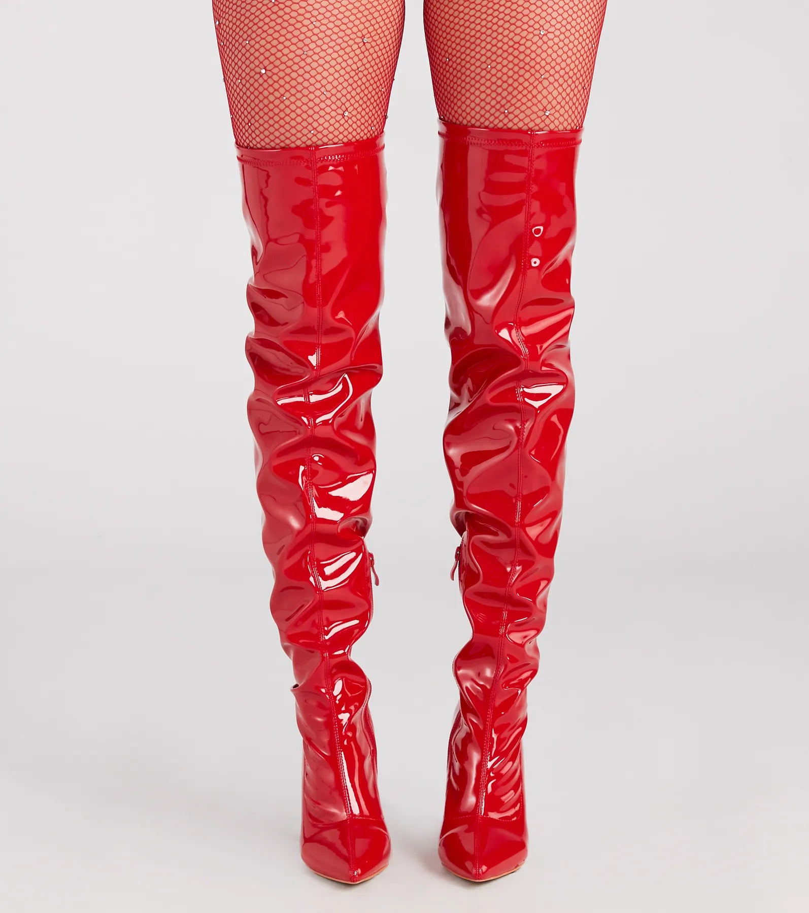 High Standards Patent Thigh-High Stiletto Boots