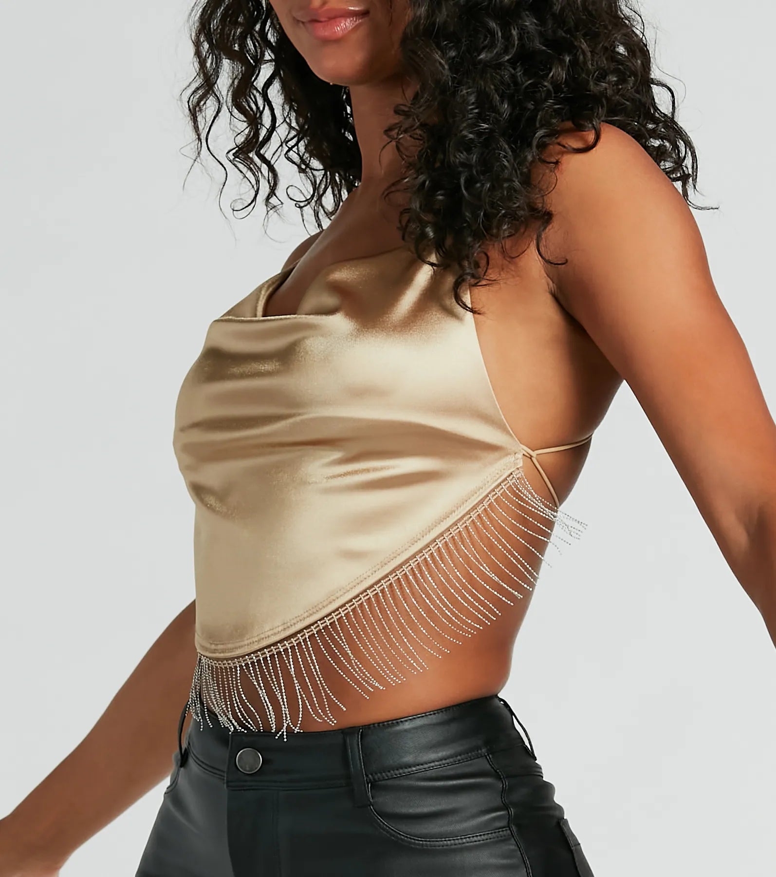 Flawless Allure Fringe Hem Open Back Crop Top