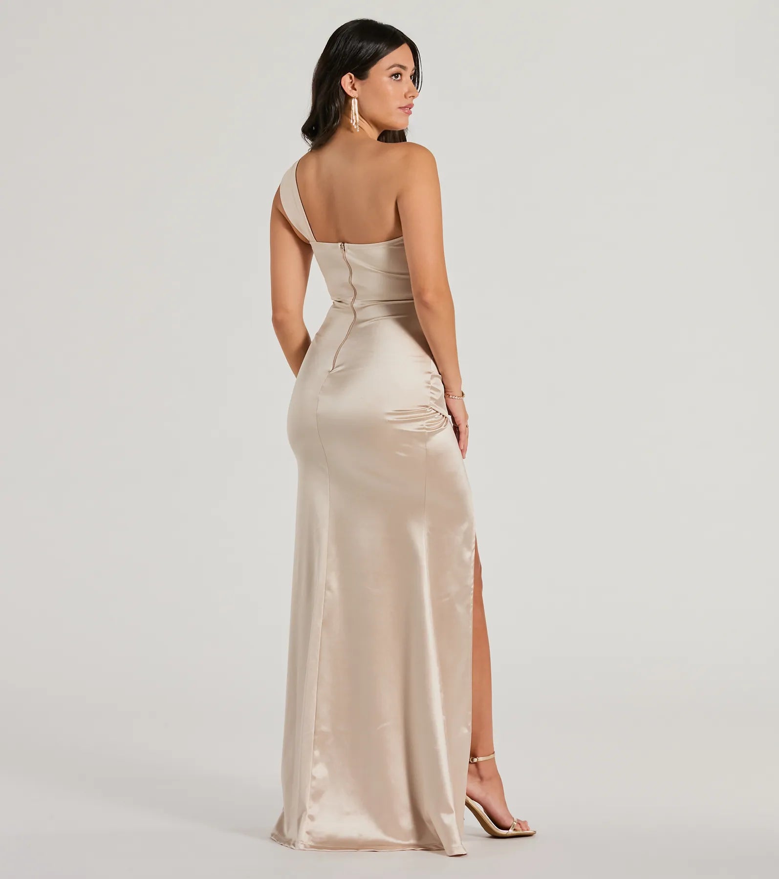 Kathie Formal Satin One-Shoulder Dress