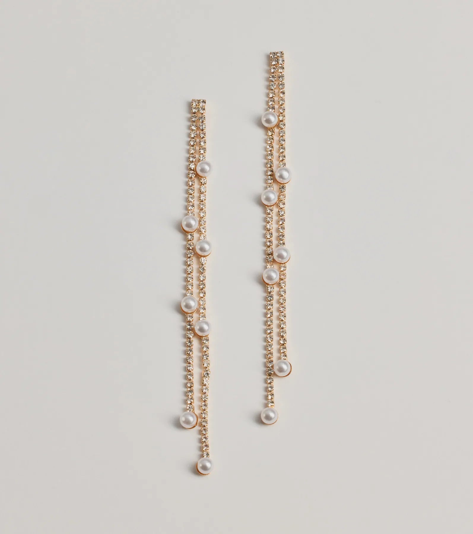 Dainty Luxe Faux Pearl And Rhinestone Earrings