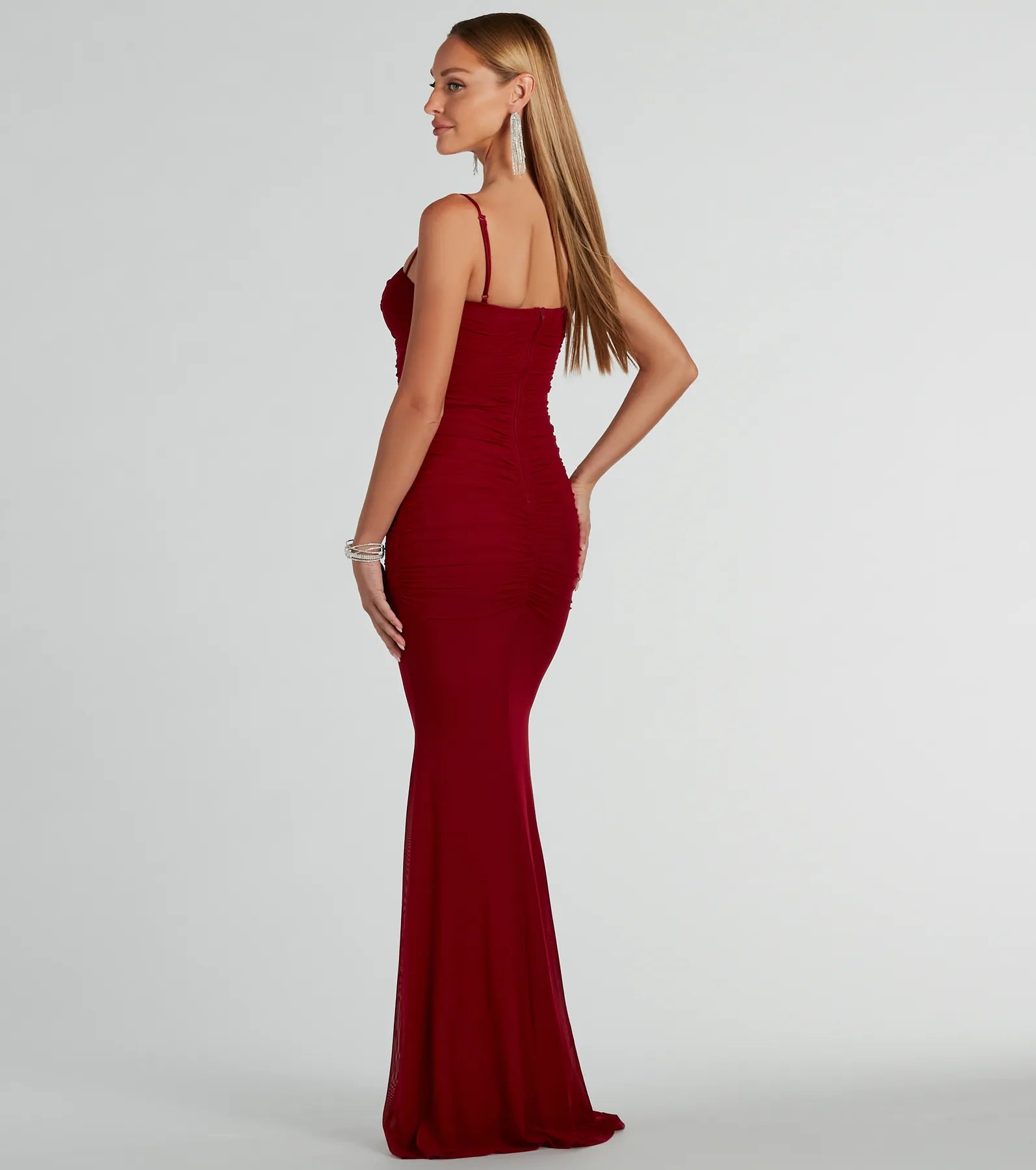 Kaitlyn Cowl Neck Mermaid Mesh Formal Dress