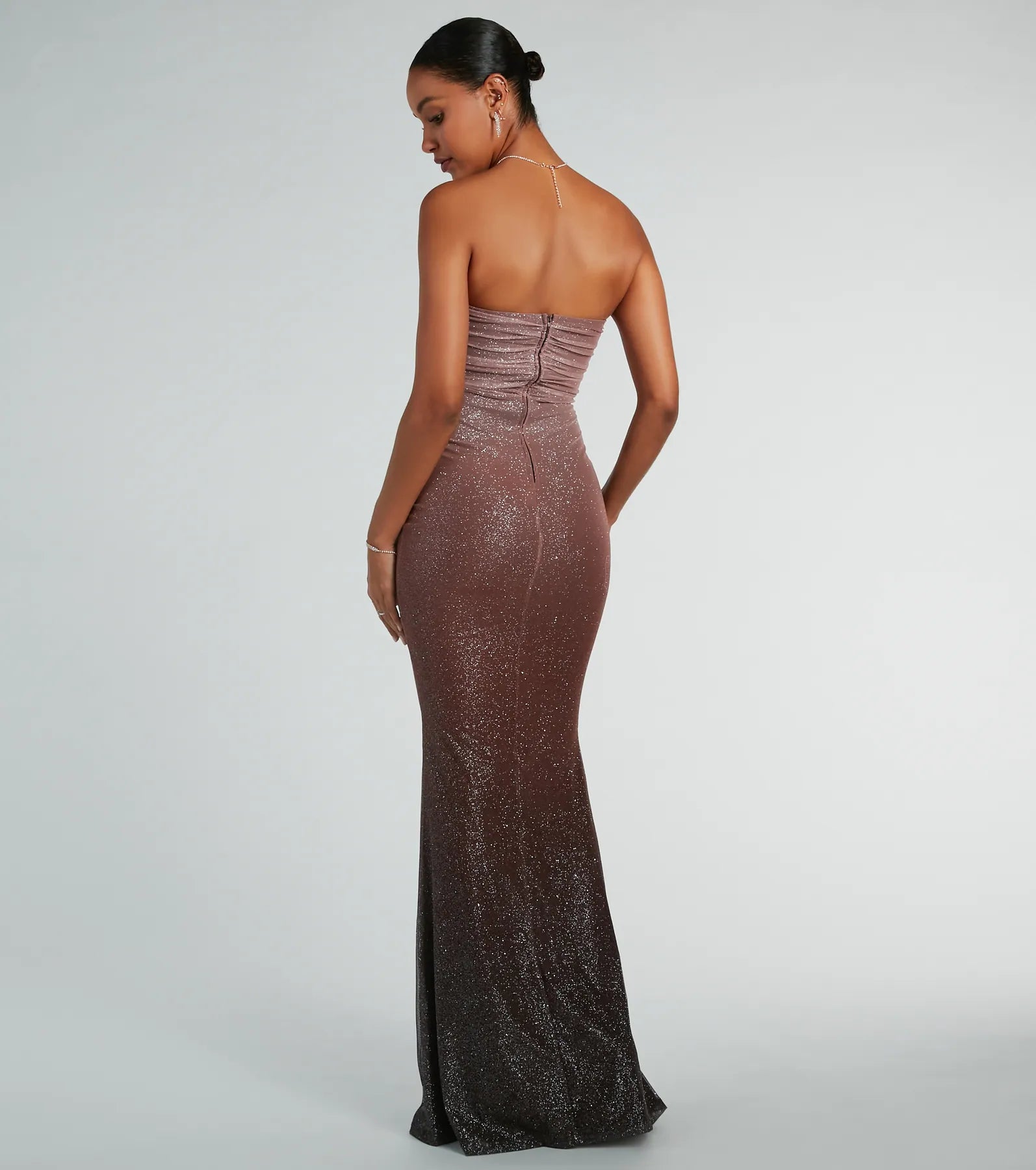 Farrah Strapless Mermaid Glitter Ombre Formal Dress