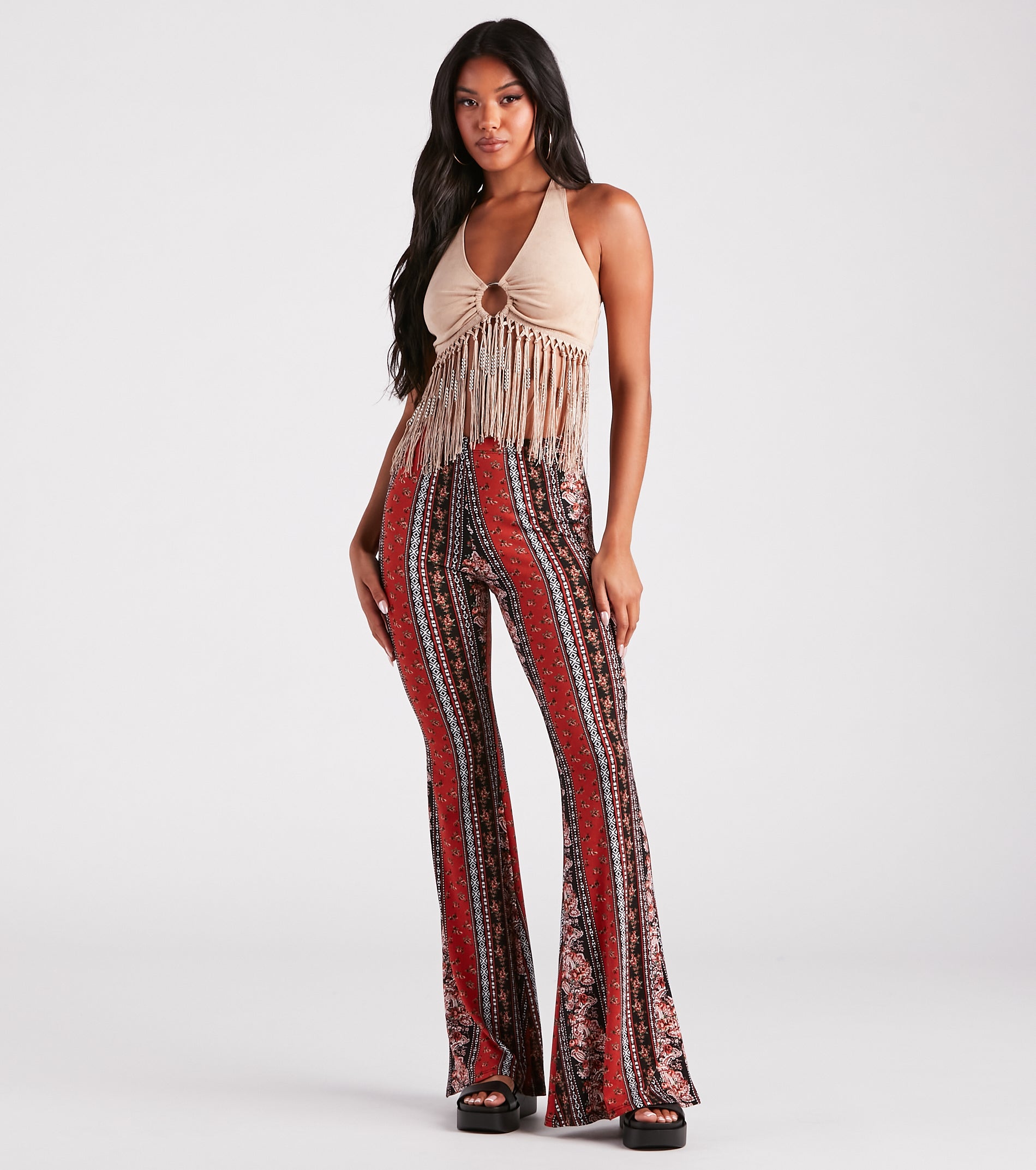 Fun And Free Boho High-Rise Flare Pants