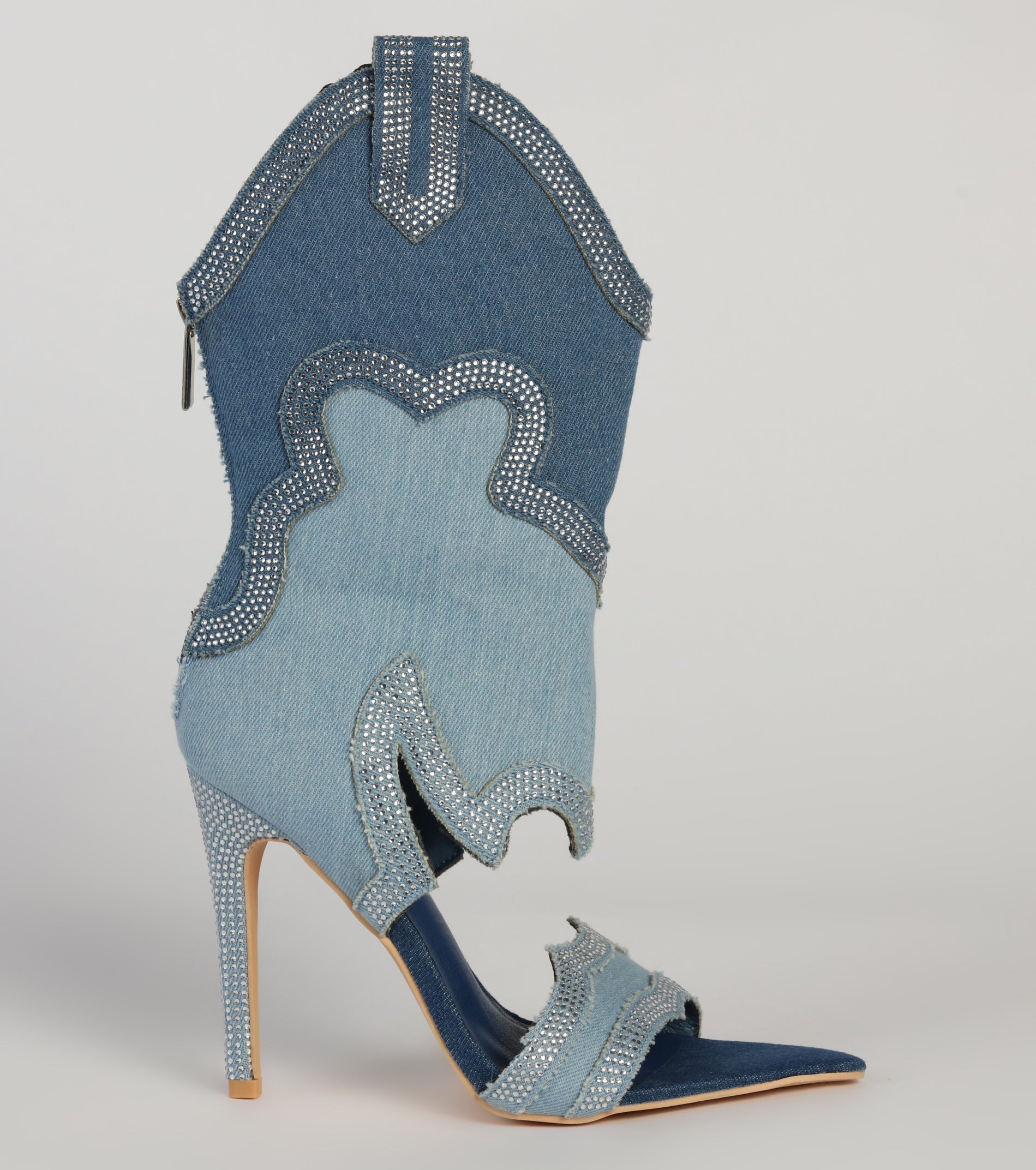 Diva Mode Denim Western Heeled Boots