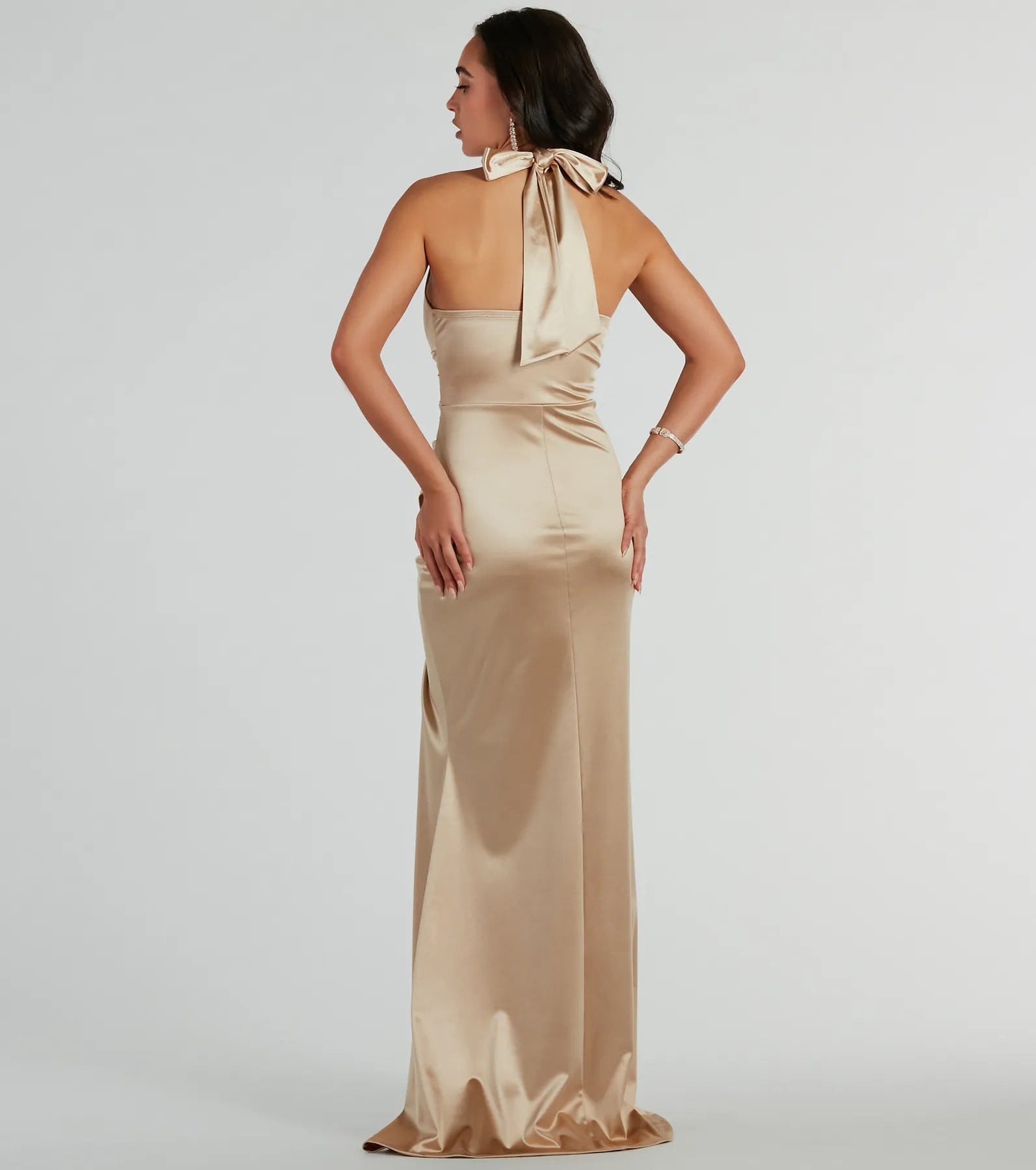 Kourtney Halter Mermaid Satin Formal Dress