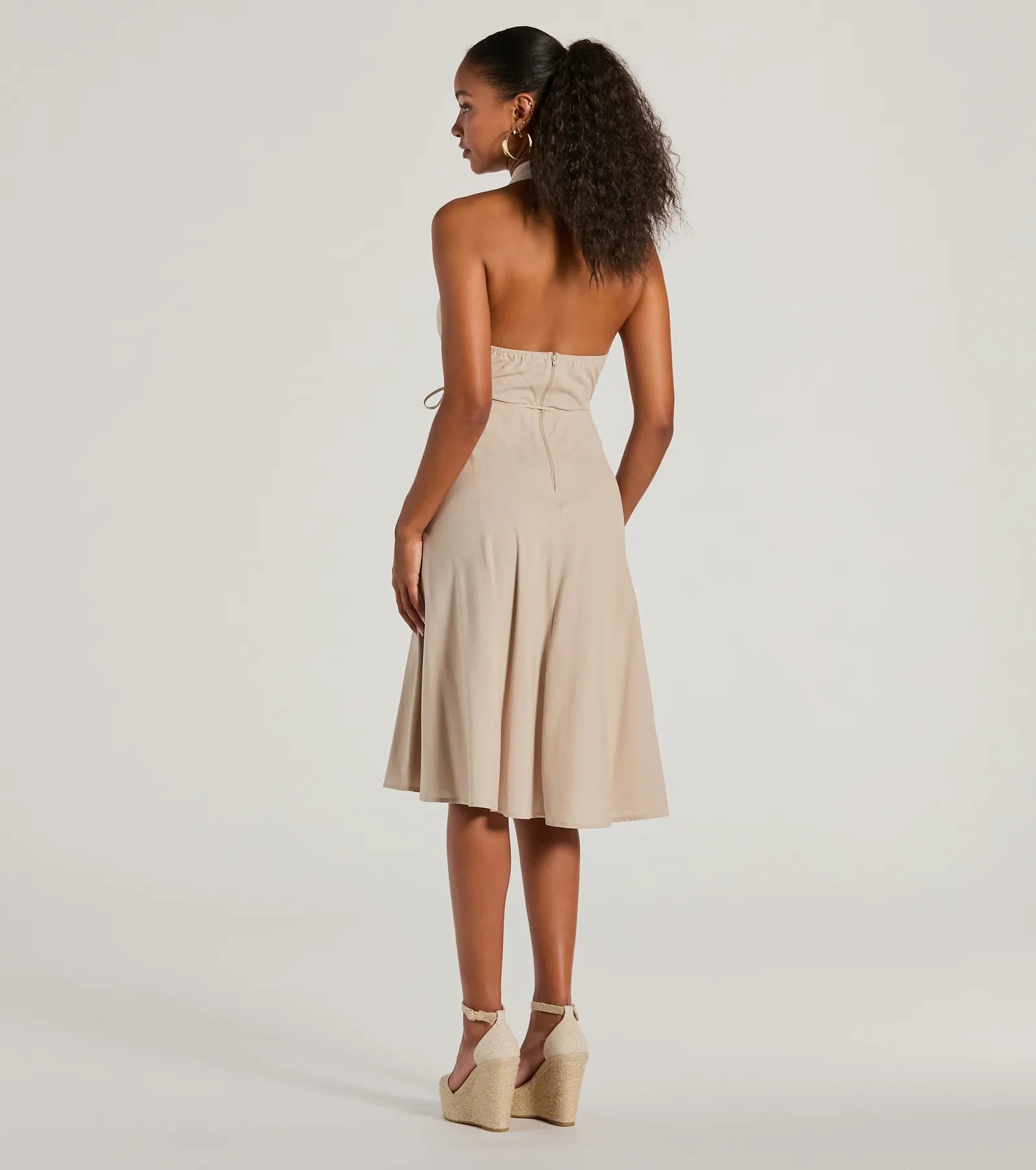 Delightful Charm Halter A-Line Midi Dress