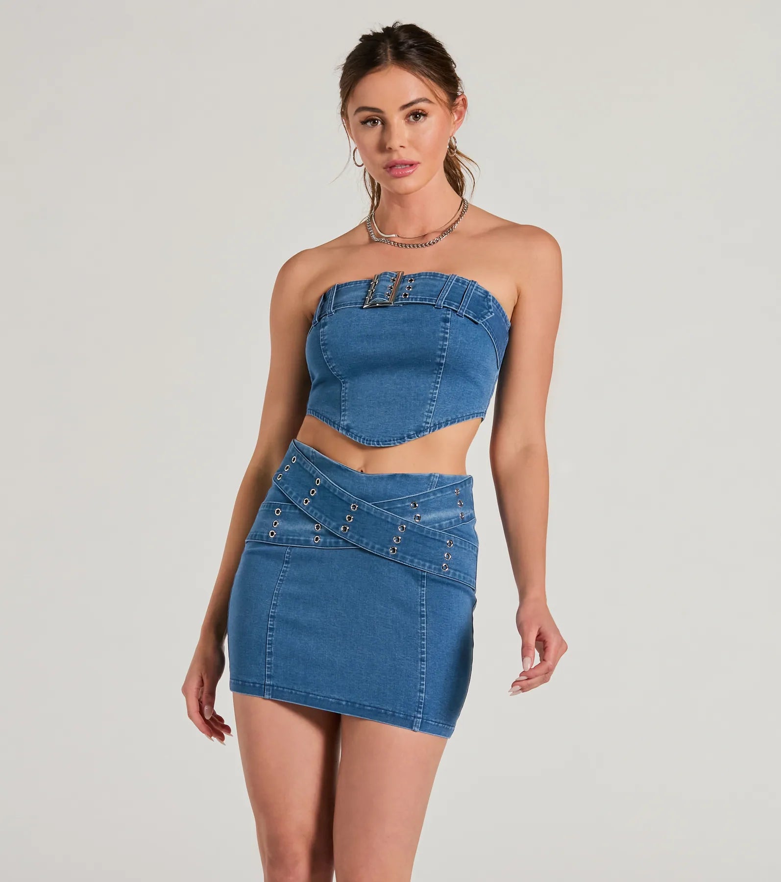 Daily Vibe Cross Belted Denim Mini Skirt