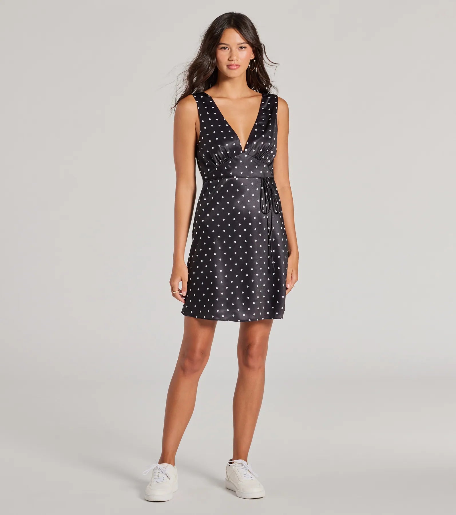 Spotted You V-Neck Polka Dot A-Line Mini Dress