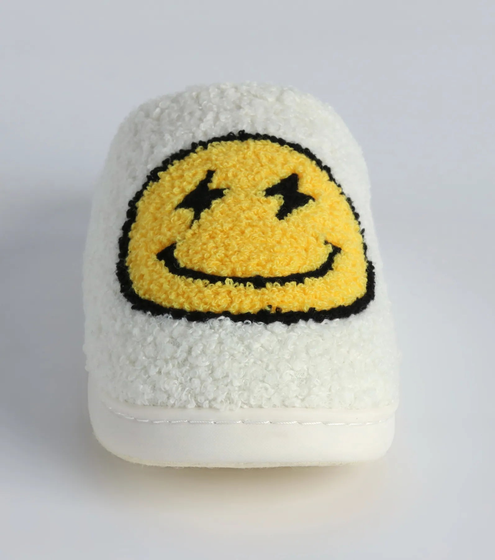 Happy Face Faux Sherpa Slippers